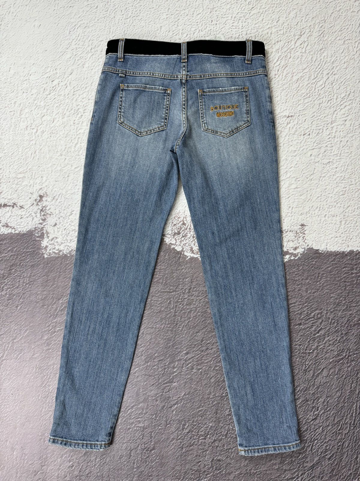 Boutique Moschino × Moschino Boutique Moschino blue distressed embroidery diamond jeans Size 30" / US 8 / IT 44 - 3 Thumbnail
