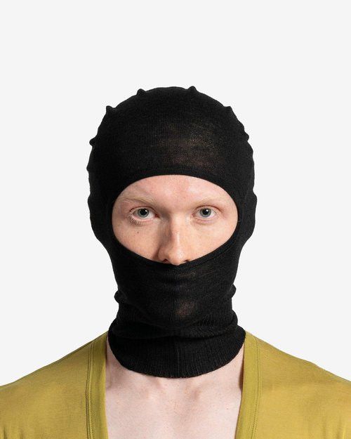 image of Aw23 Rick Owens "luxor" Wool Balaclava in Black, Men's