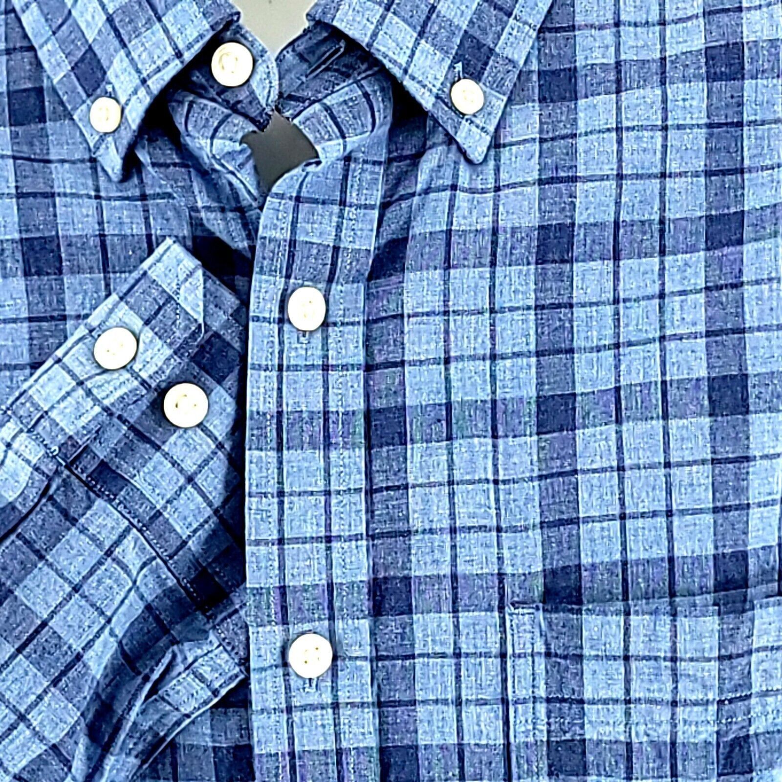 Nautica Nautica Classic Fit Medium Blue Plaid Pocket Front Cotton Bu Size US M / EU 48-50 / 2 - 3 Thumbnail