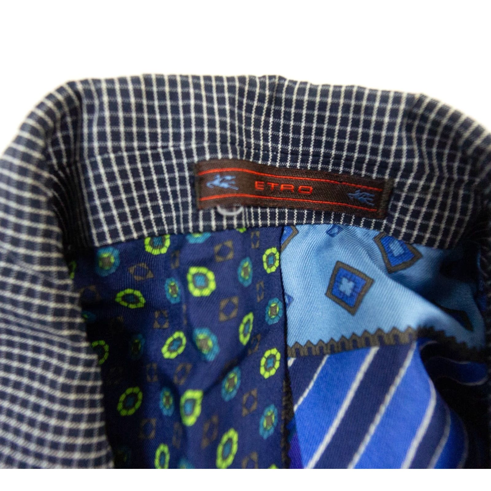 Etro ETRO Blazer 50 Blue Check Sport Coat Cotton Silk Lined Regular Fit Mens Size 50R - 7 Thumbnail