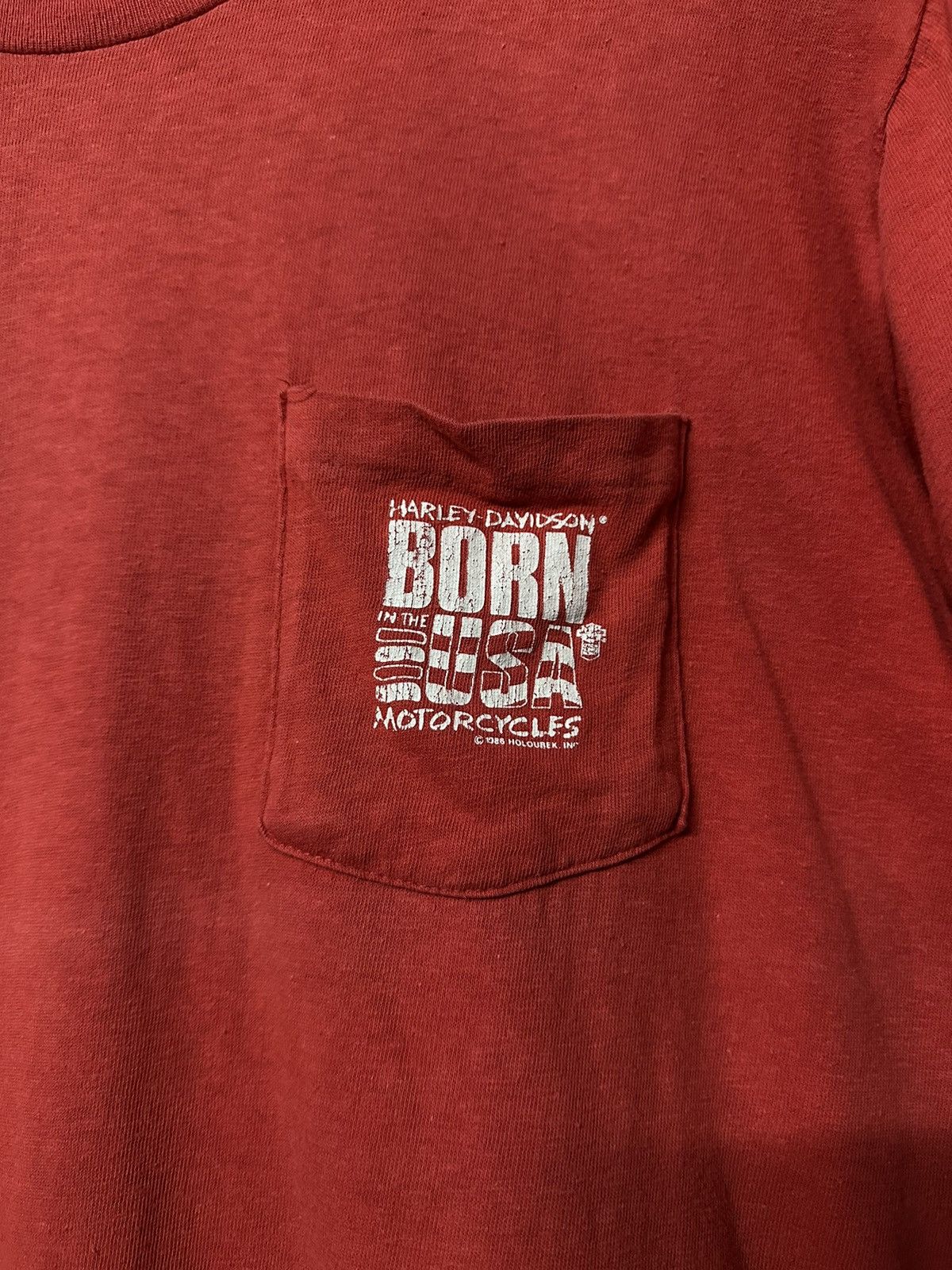 Harley Davidson Vintage 80s Harley Davidson Born Pocket By Stedman Tee Size US L / EU 52-54 / 3 - 6 Thumbnail