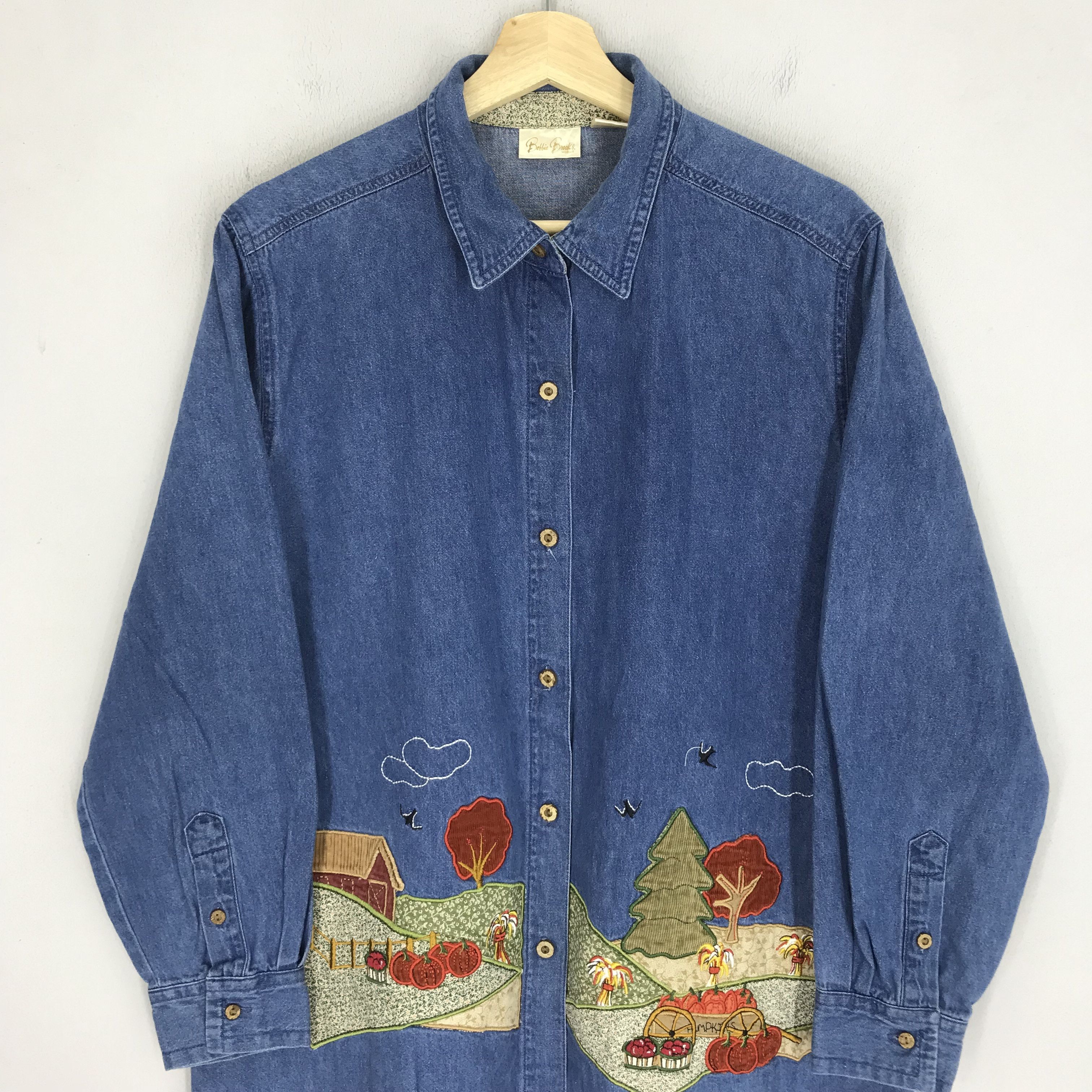 Brooks Vintage 90's Bobbie Brooks Denim Blue Jeans Shirt Large Size US L / EU 52-54 / 3 - 3 Thumbnail