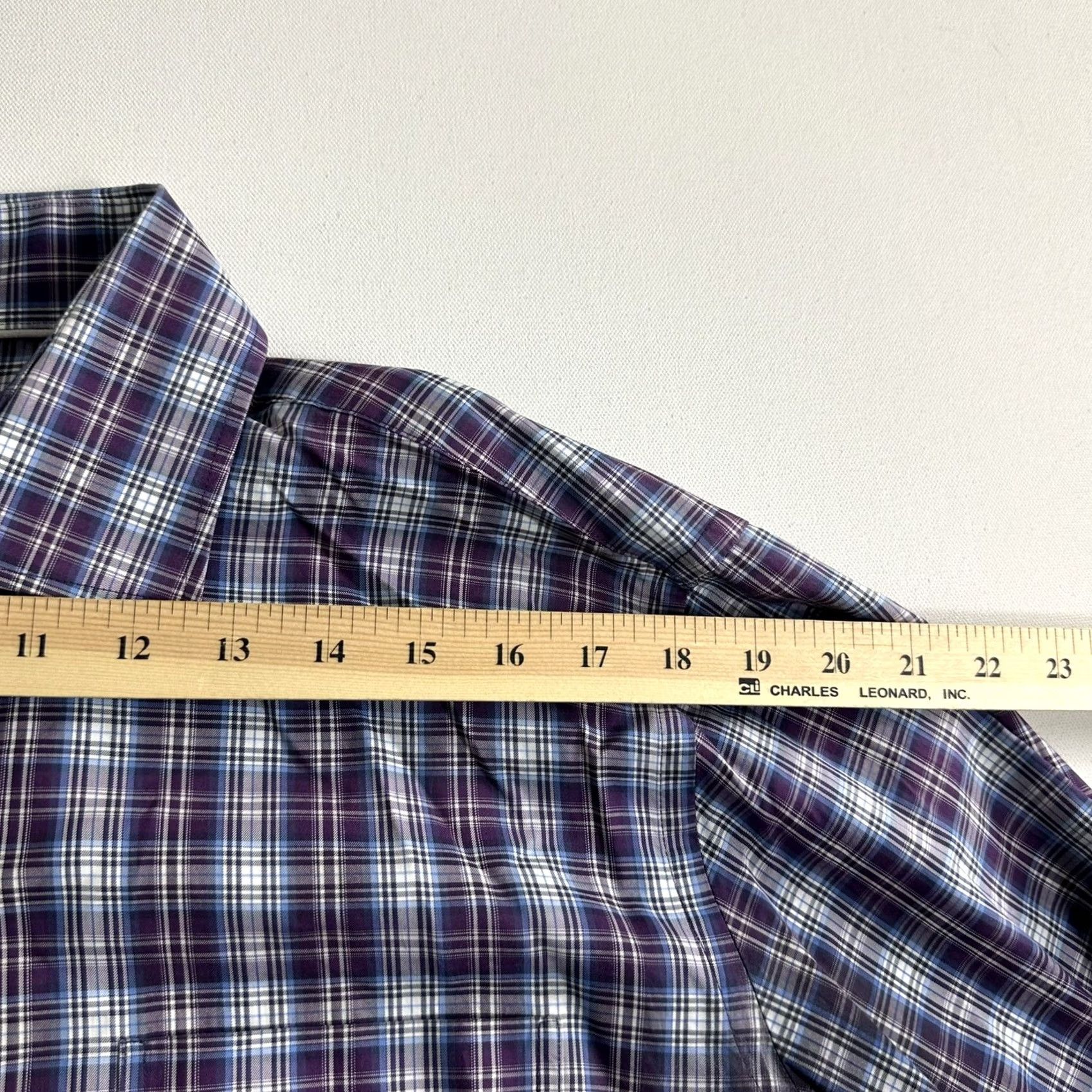 Peter Millar Peter Millar Button Down Shirt Large Purple Plaid Performance Stretch Cotton Men Size US L / EU 52-54 / 3 - 6 Thumbnail