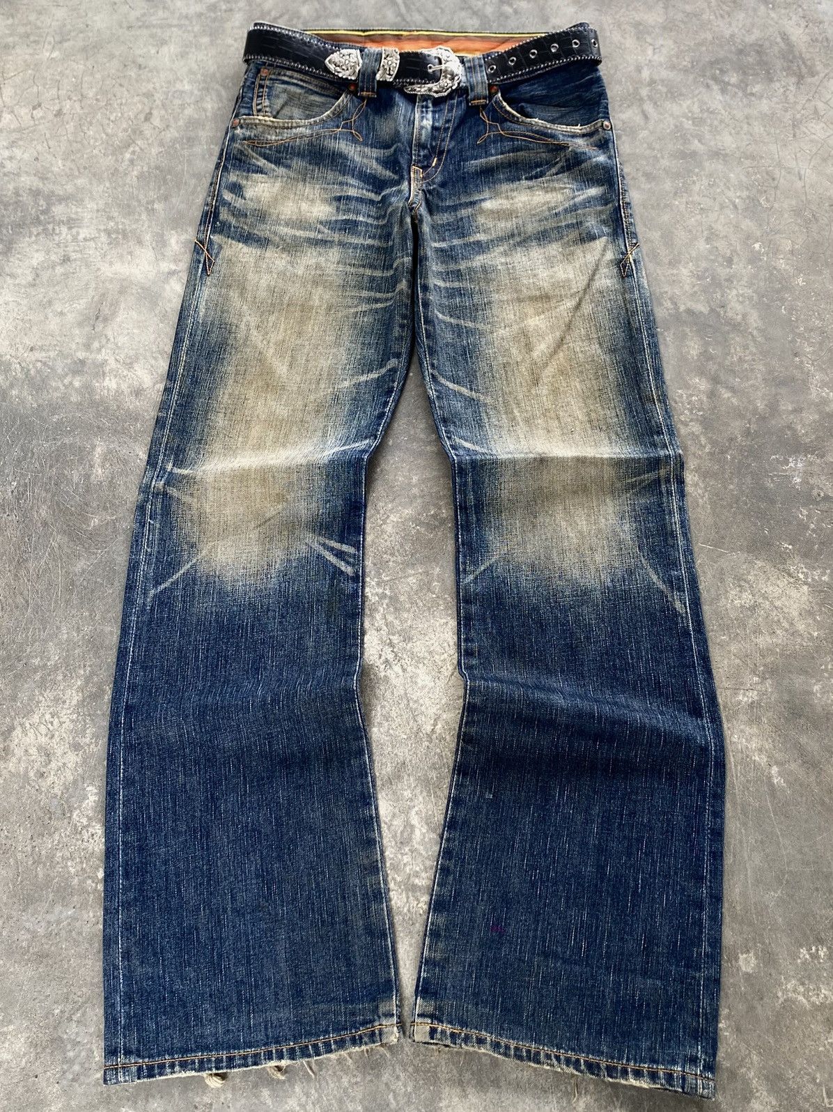 Vtg Edwin Blue Trip Flared Mud Wash Jeans 🇯🇵