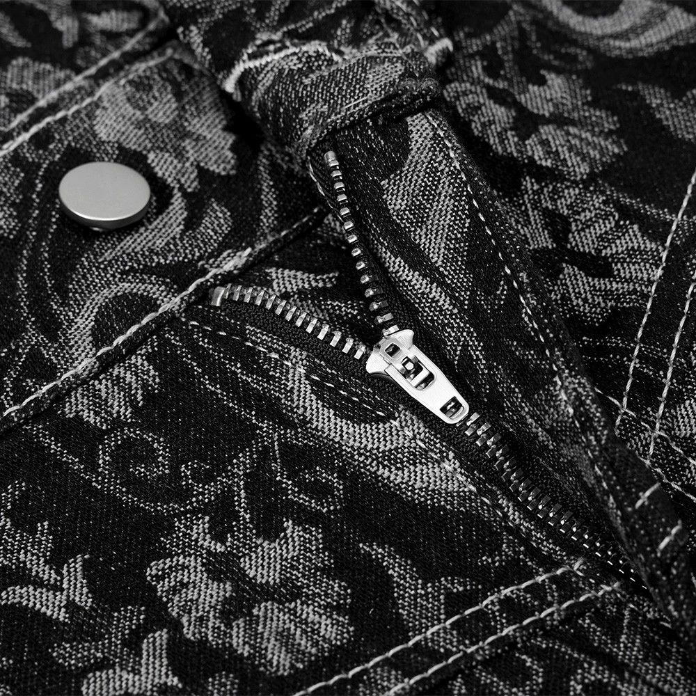 Jean Men's street trendy cashew flower full print jacquard jeans Size US 32 / EU 48 - 3 Thumbnail