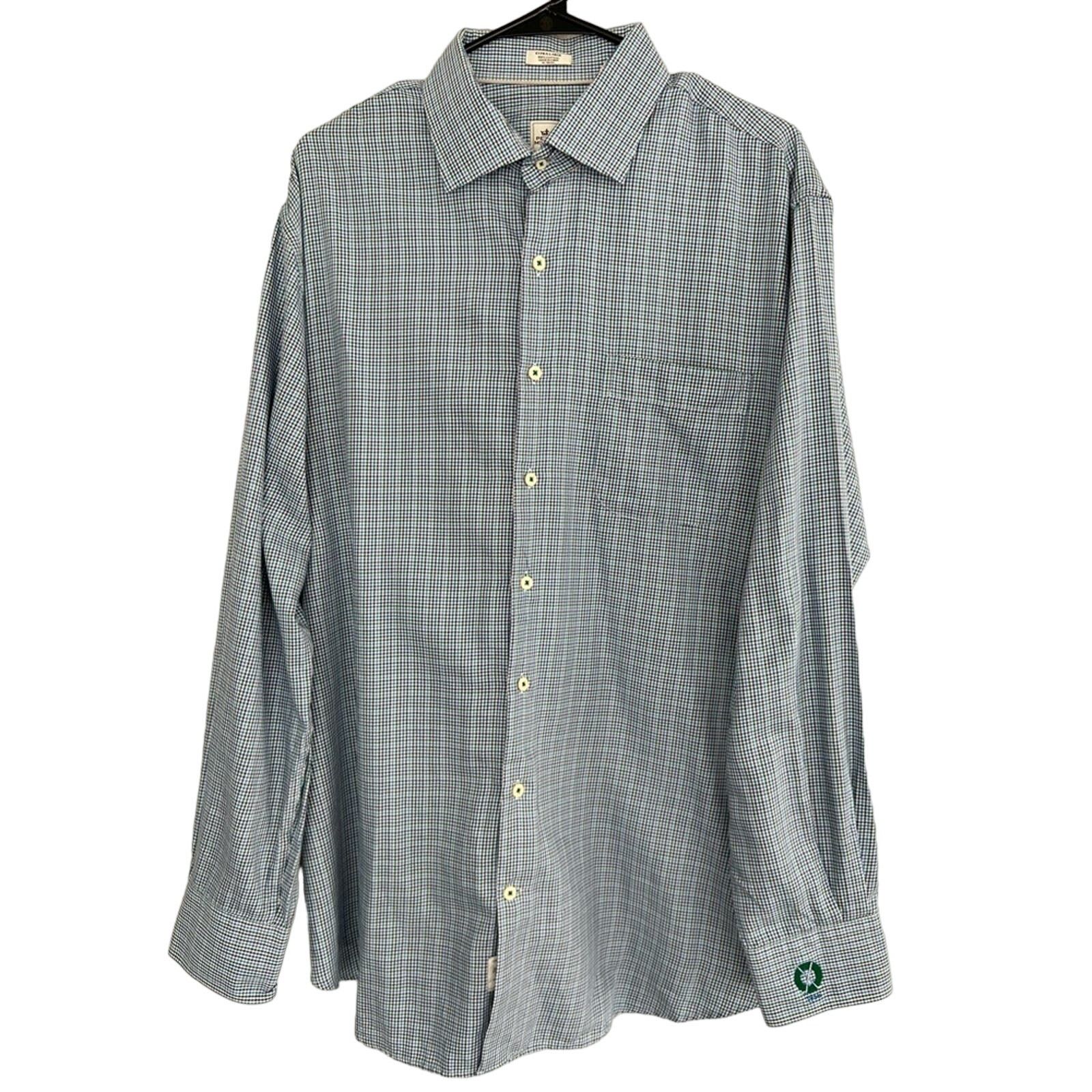 Peter Millar Peter Millar Mini Check Blue Mens Button Down Shirt XL EUC Size US XL / EU 56 / 4 - 1 Thumbnail