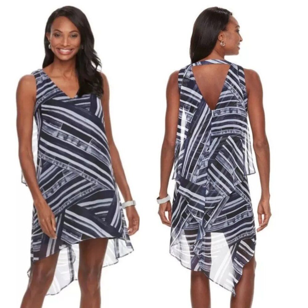 Other NWT New Dana Buchman Blue and White Asymmetrical Hem Dress Size M / US 6-8 / IT 42-44 - 1 Thumbnail