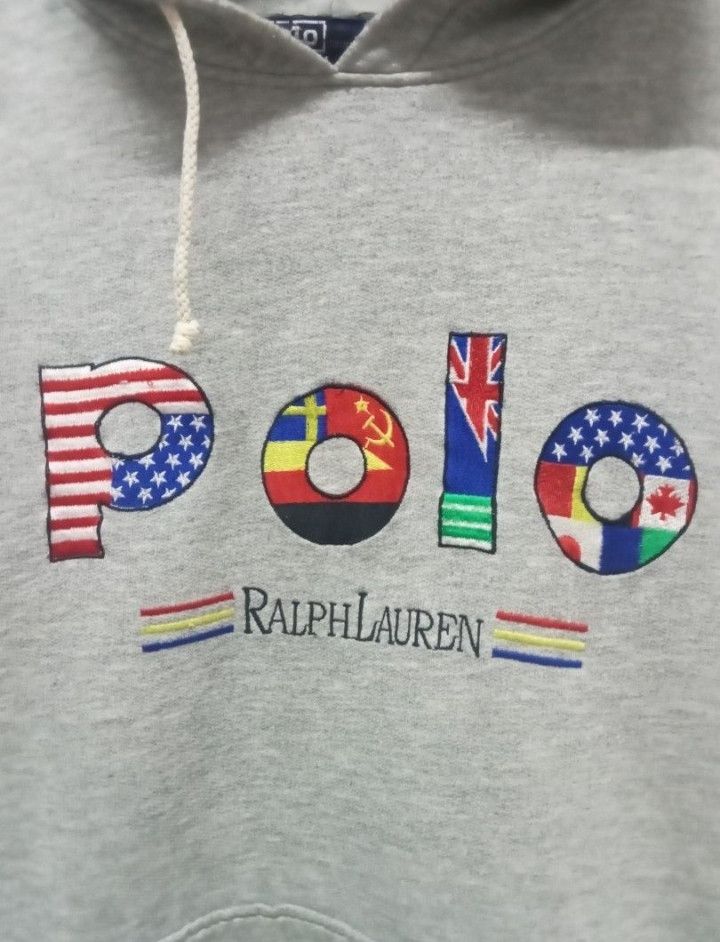 Polo Ralph Lauren Vtg 90s Polo Ralph Lauren International Flag Logo Hoodie Size US L / EU 52-54 / 3 - 2 Thumbnail