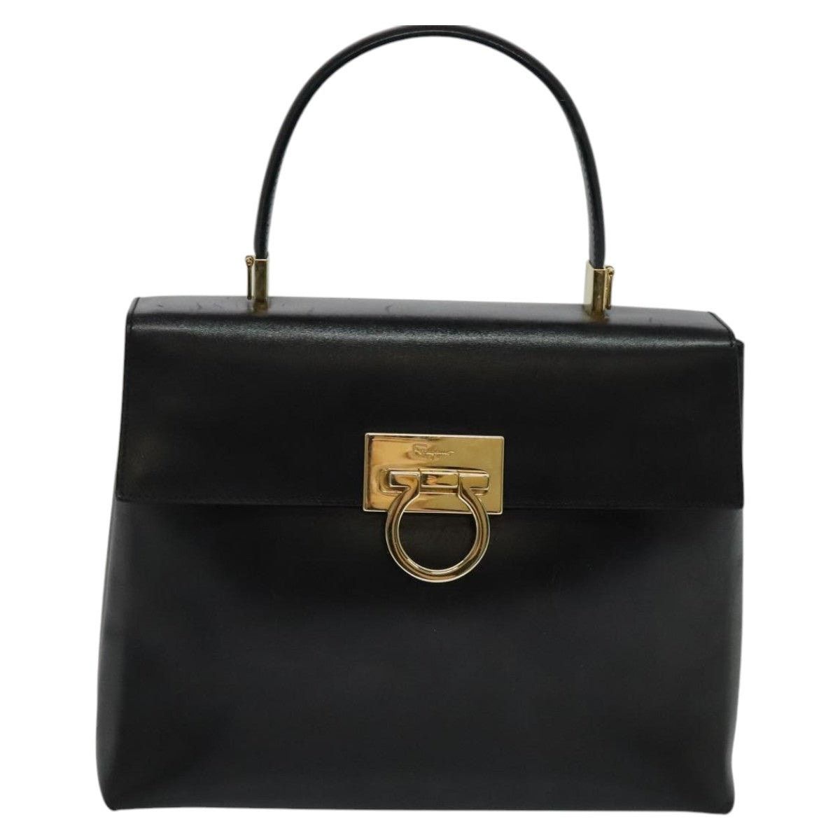 Salvatore Ferragamo Salvatore Ferragamo Gancini Hand Bag Leather Black Gold Size ONE SIZE - 13 Thumbnail