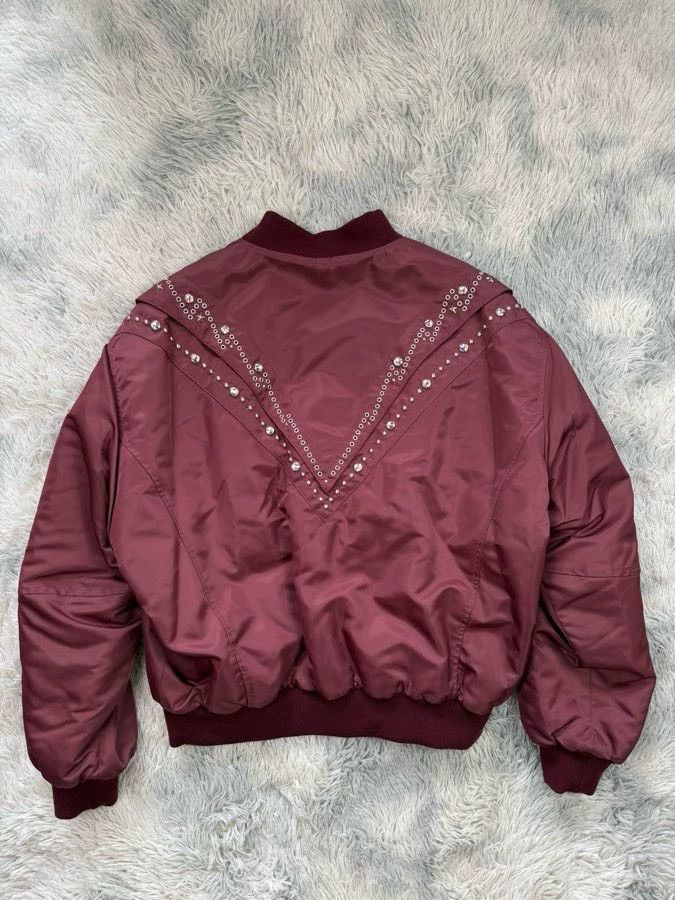 Celine celine burgundy studded bomber jacket Size US L / EU 52-54 / 3 - 3 Thumbnail