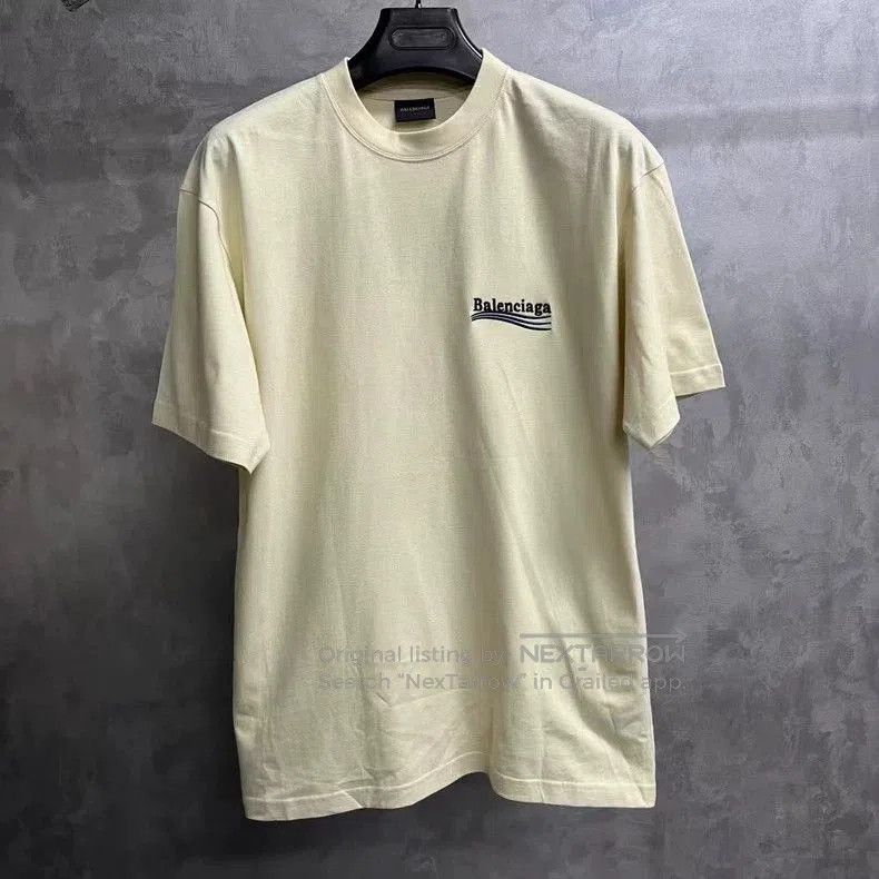 Balenciaga Balenciaga Beige Logo Print Short Sleeve Tee. Size US XXS / EU 40 - 1 Thumbnail