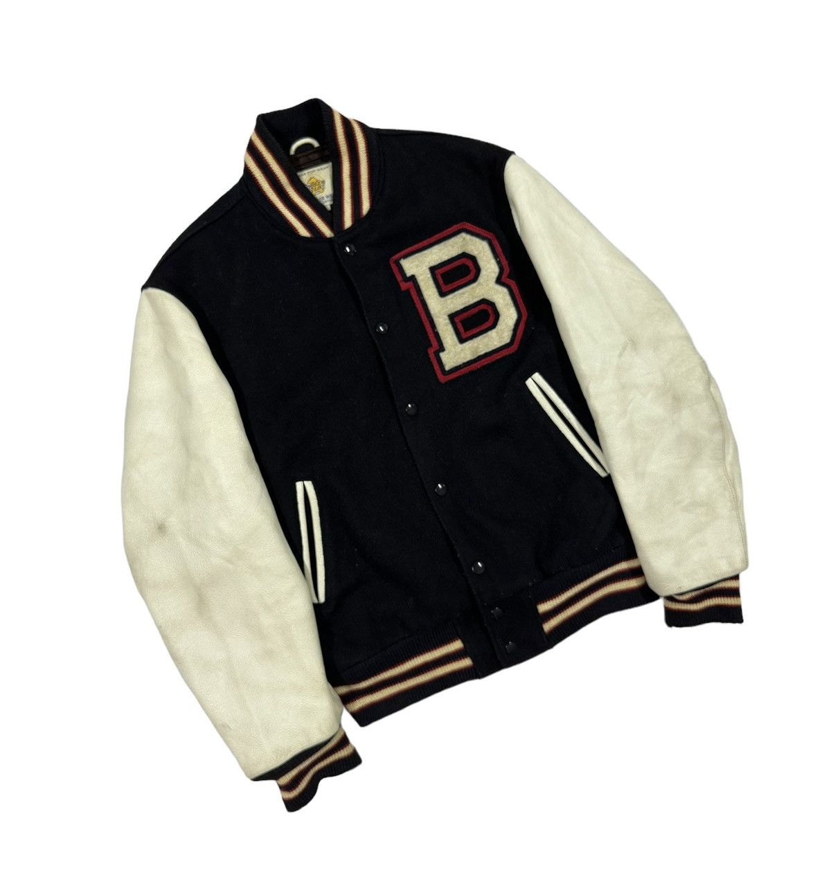 Vtg🔥80’s Golden Bear Wool Varsity Sleeve Leather Jacket