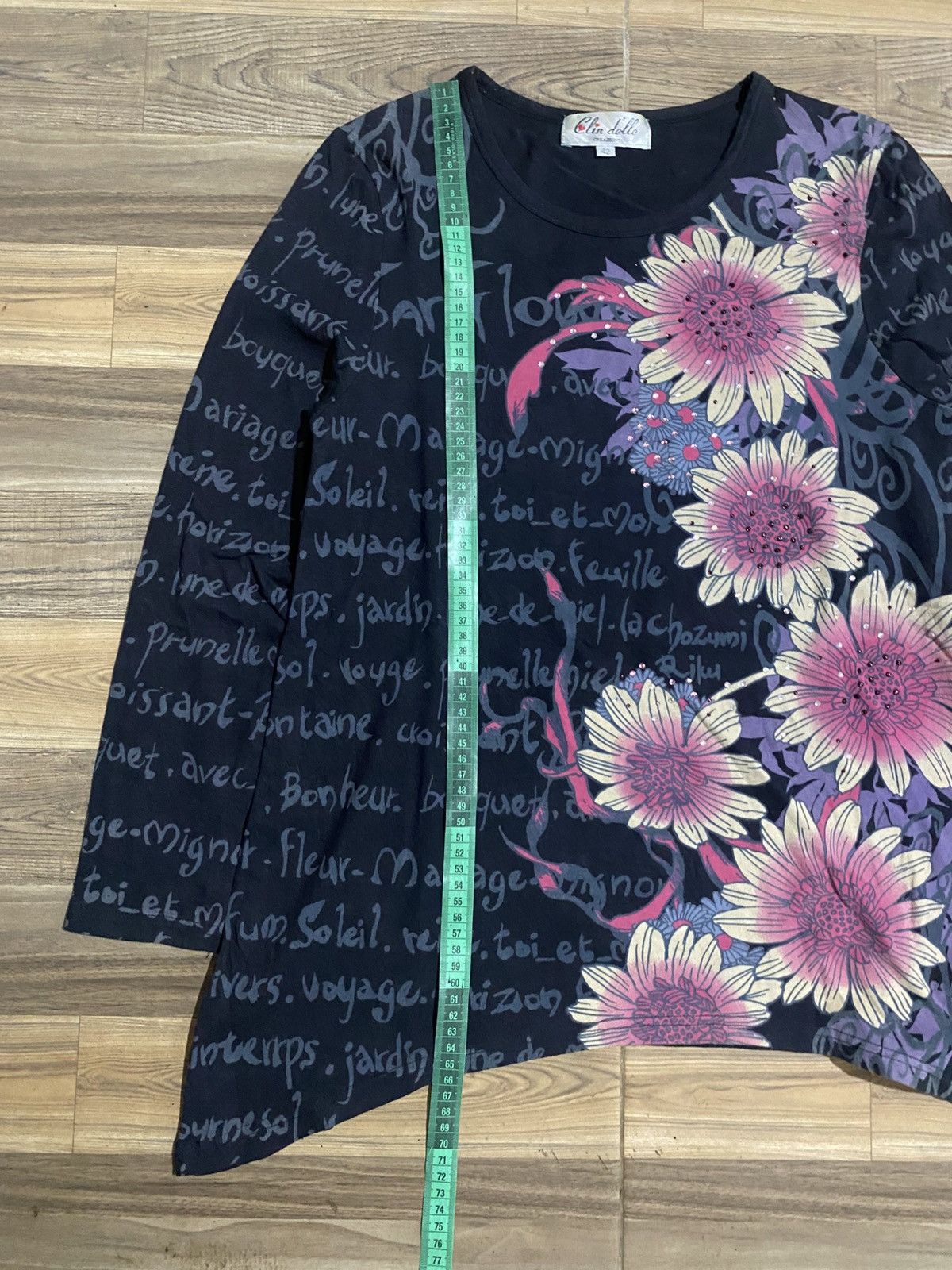Japanese Brand × Vintage CLIN DELLE FLORAL ASYMMETRICAL LONG SLEEVE TEE Size L / US 10 / IT 46 - 5 Thumbnail