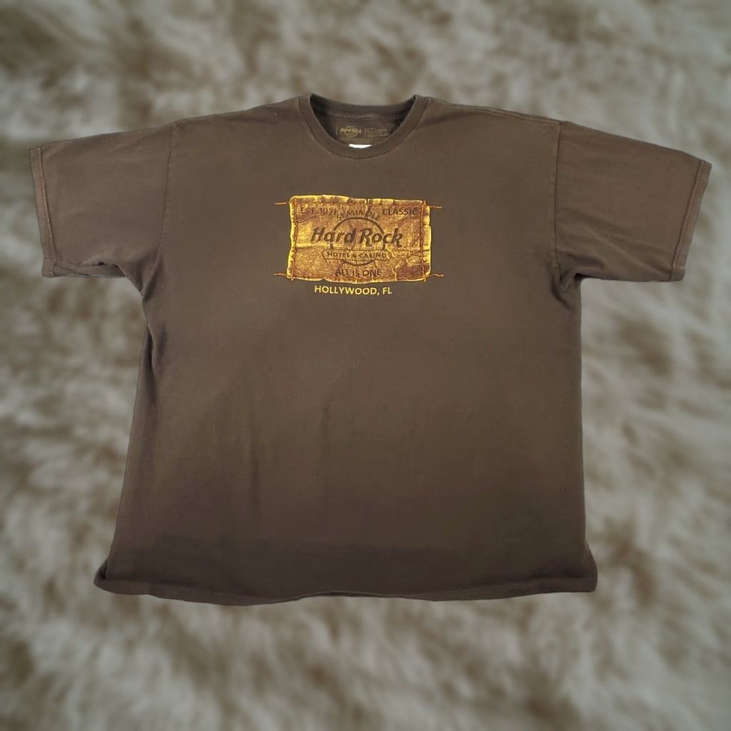 Hard Rock Cafe Hard Rock Cafe T Shirt Mens XL Brown Hollywood Graphic Casual Short Sleeve Size US XL / EU 56 / 4 - 1 Thumbnail
