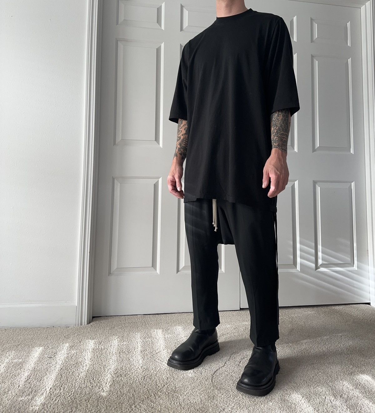 image of Rick Owens Drop Crotch Classic Pants in Black, Men's (Size 32)