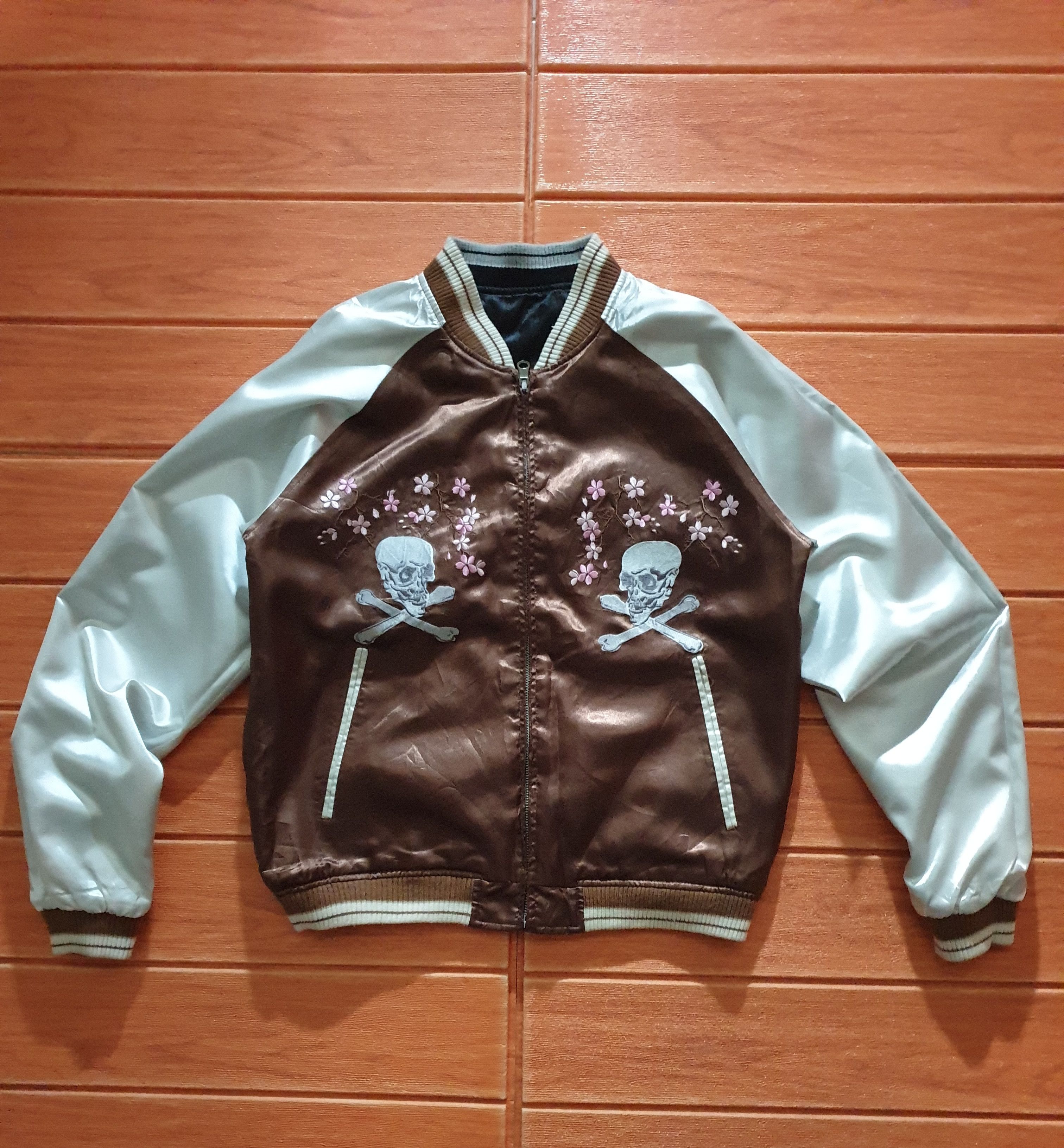 Japanese Brand 💥Skull n bird Embroidery reversible Yakuza Sukajan Jacket Size US M / EU 48-50 / 2 - 11 Thumbnail
