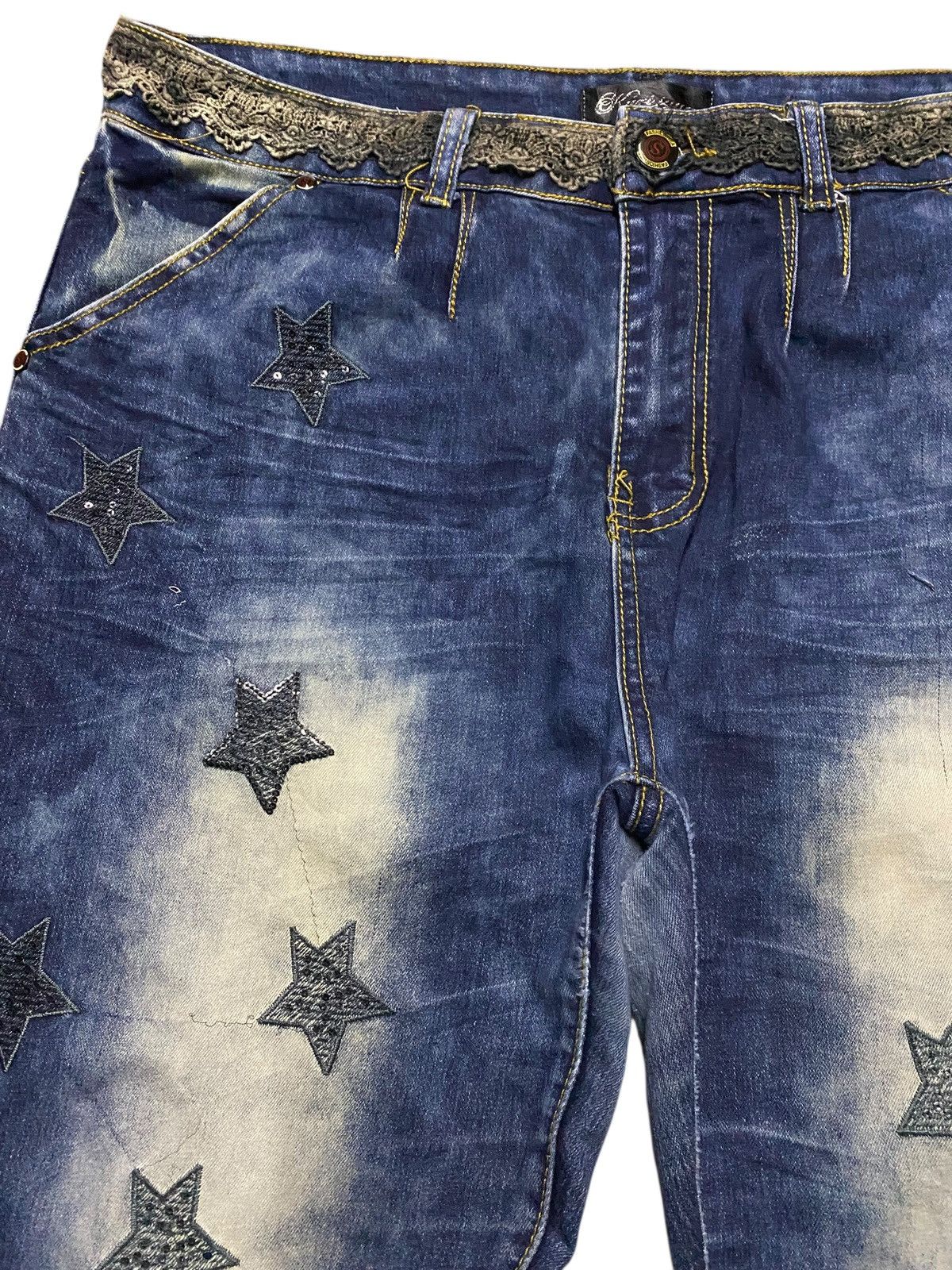 Japanese Brand Y2K Star Patch Harajuku Streetwear Style Bold bleached wash Size US 36 / EU 52 - 7 Thumbnail