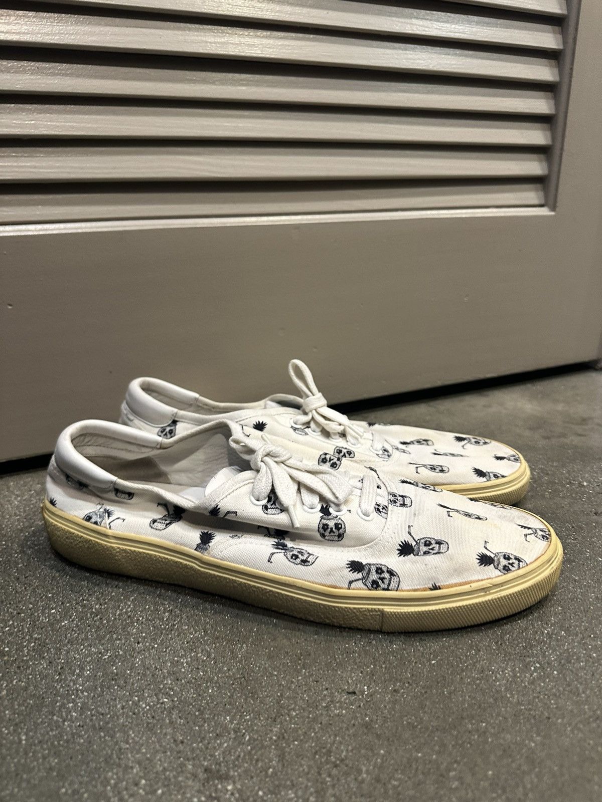 Saint Laurent Paris Pina Skullada Skate Sneakers 46 Size US 13 / EU 46 - 3 Thumbnail