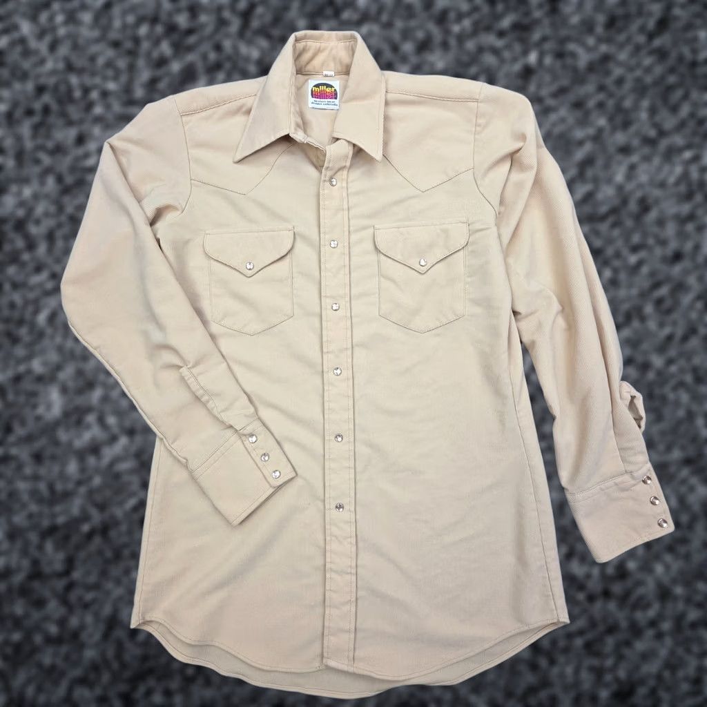 Vintage VINTAGE Miller Shirt Mens Small 15-34 Beige Micro-Corduroy Pearl Snap USA Shirt Mens Small Beige Micro-Corduroy Pearl Snap Western Pockets Mens Size US S / EU 44-46 / 1 - 1 Thumbnail