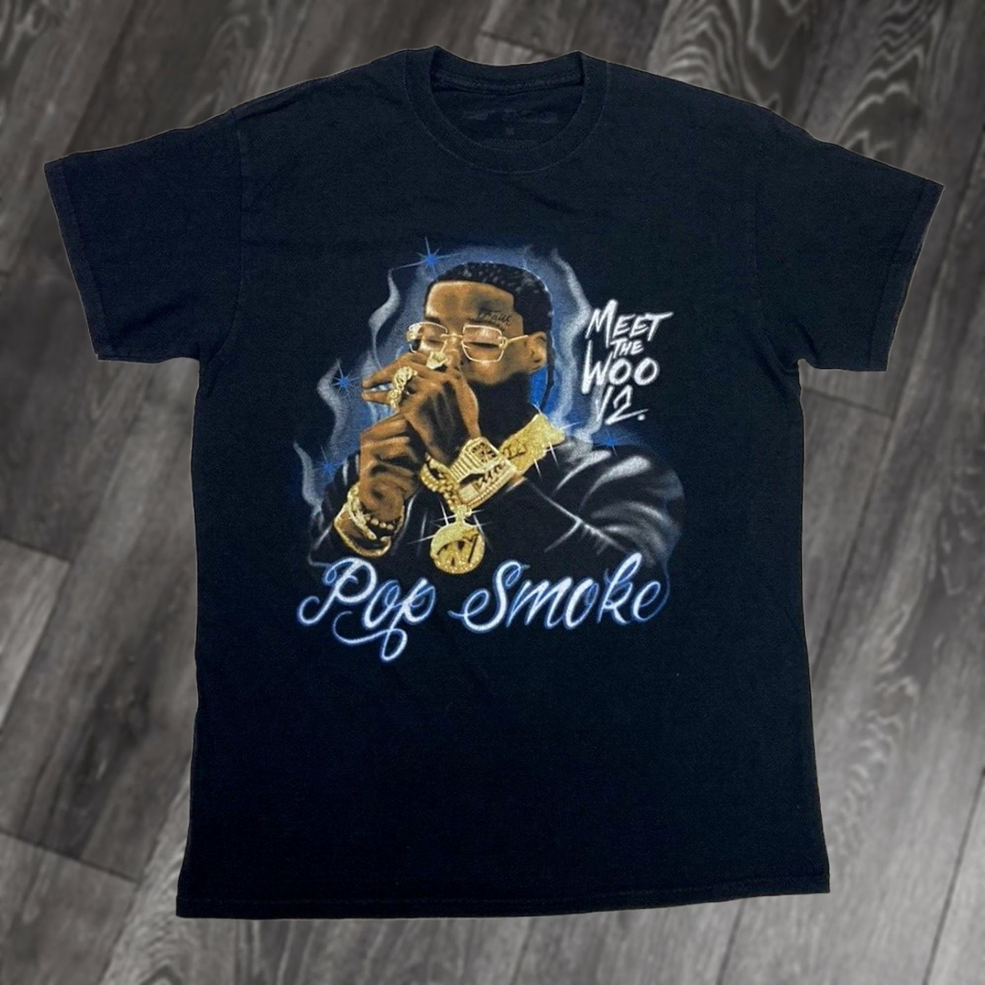 Vintage VINTAGE Pop Smoke Meet The Woo 2 Graphic T-shirt Men Medium Black Short Sleeve Music Size US M / EU 48-50 / 2 - 1 Thumbnail
