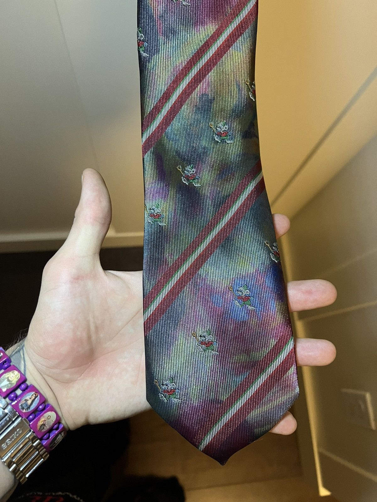 Vintage Vintage Svilanit Italian mouse flag multi colour necktie Size ONE SIZE - 10 Thumbnail