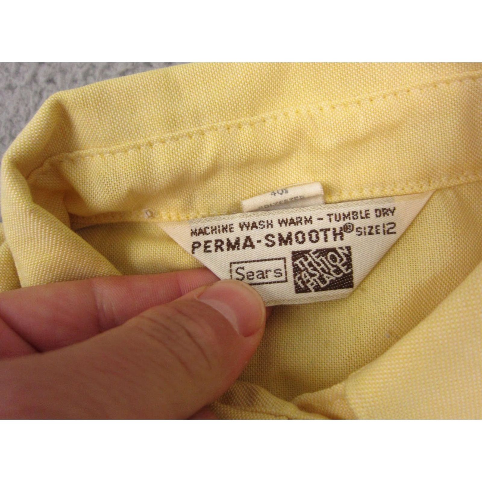 Sears VINTAGE Sears Shirt Teens 12 Yellow Button-Up Short Sleeve Collared 70s 80s Classic Mens Womens Boys Girls Size XL / US 12-14 / IT 48-50 - 3 Thumbnail