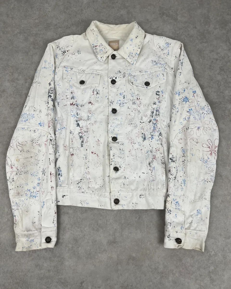 Versace Versace Royal Erased White Denim Jacket Size US S / EU 44-46 / 1 - 1 Thumbnail