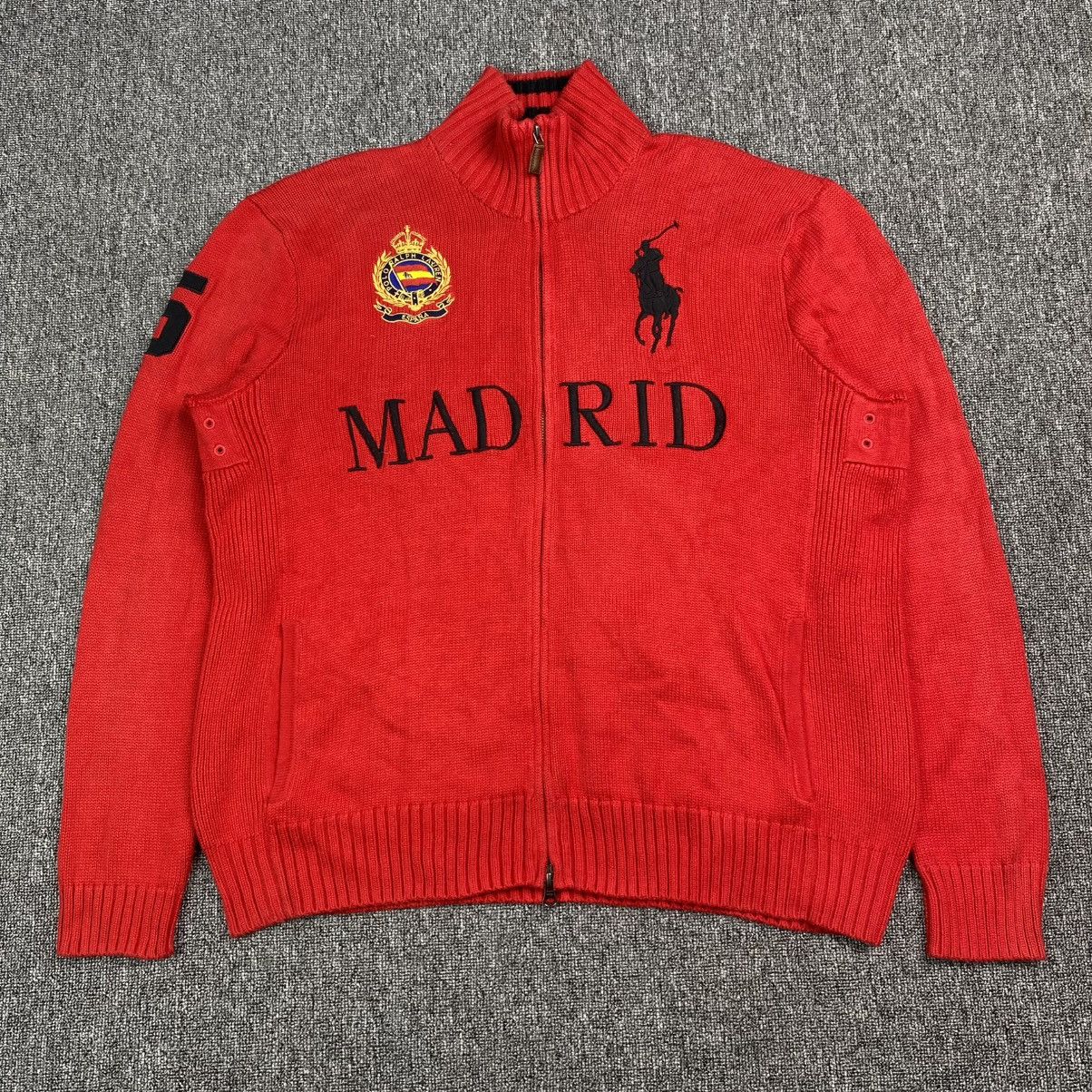 Rare 🔥 polo ralph lauren madrid full zip sweater red
