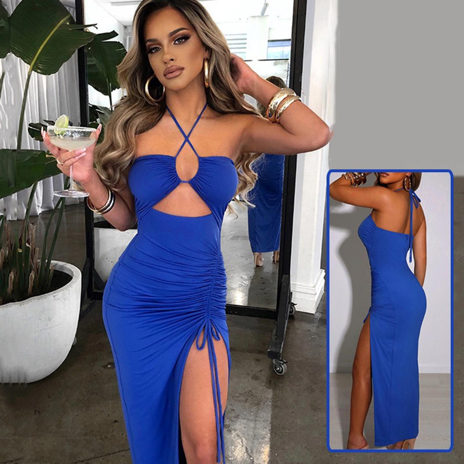 The Unbranded Brand Sexy Lace-up Split Dress Summer Y2K Party Long Dresses Size ONE SIZE - 1 Thumbnail