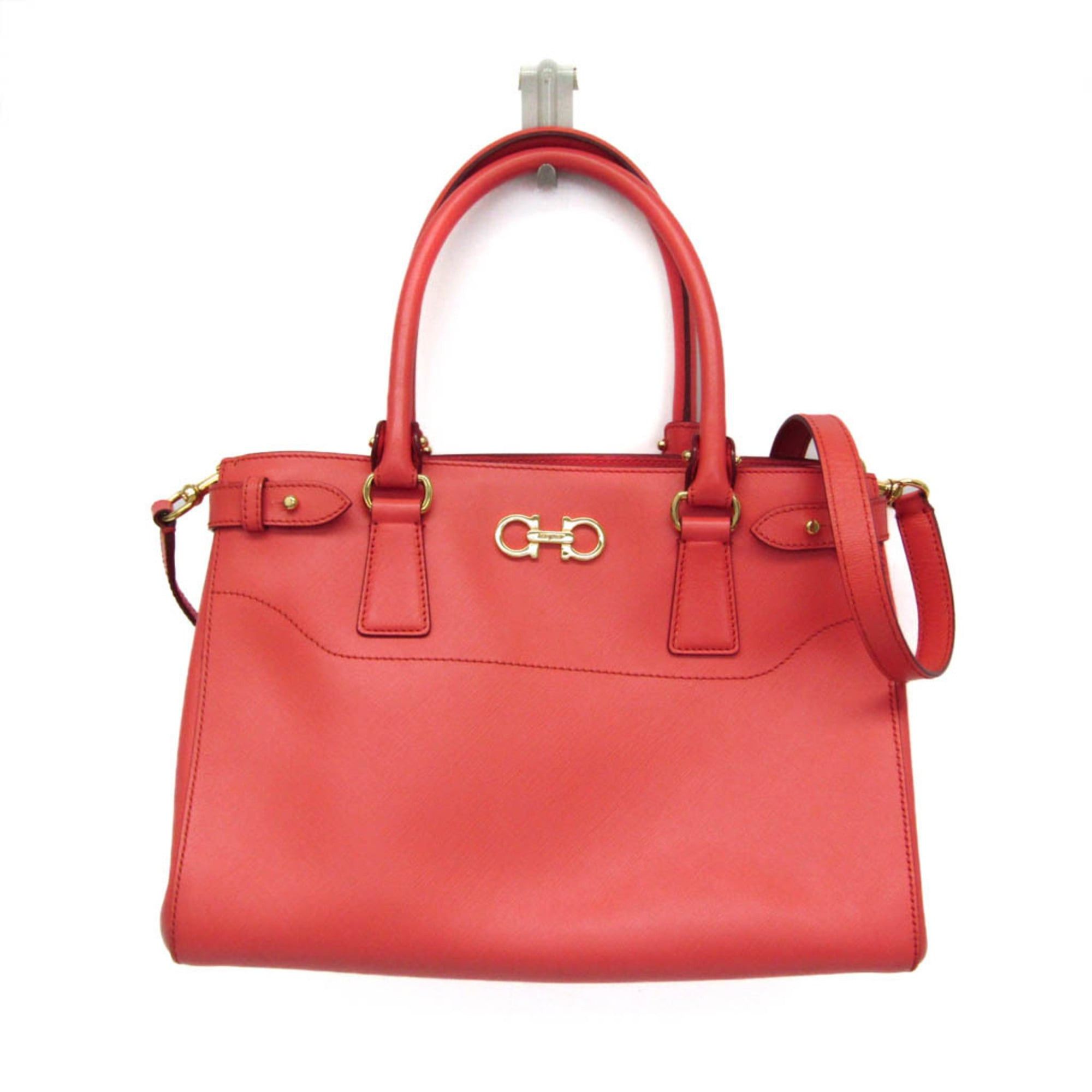 Salvatore Ferragamo Salvatore Ferragamo Gancini GG-21 D940 Women's Leather Handbag,Shoulder Bag Salmon Pink Size ONE SIZE - 1 Thumbnail