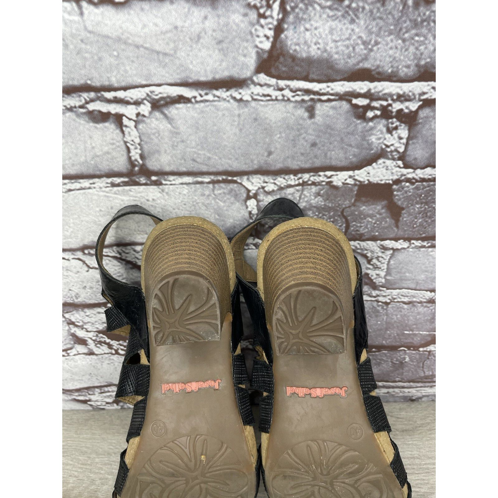 JOSEF SEIBAL Josef Seibel Ruth 29 Black Leather Casual Lace Heel Sandals Size US 9.5 / IT 39.5 - 8 Thumbnail