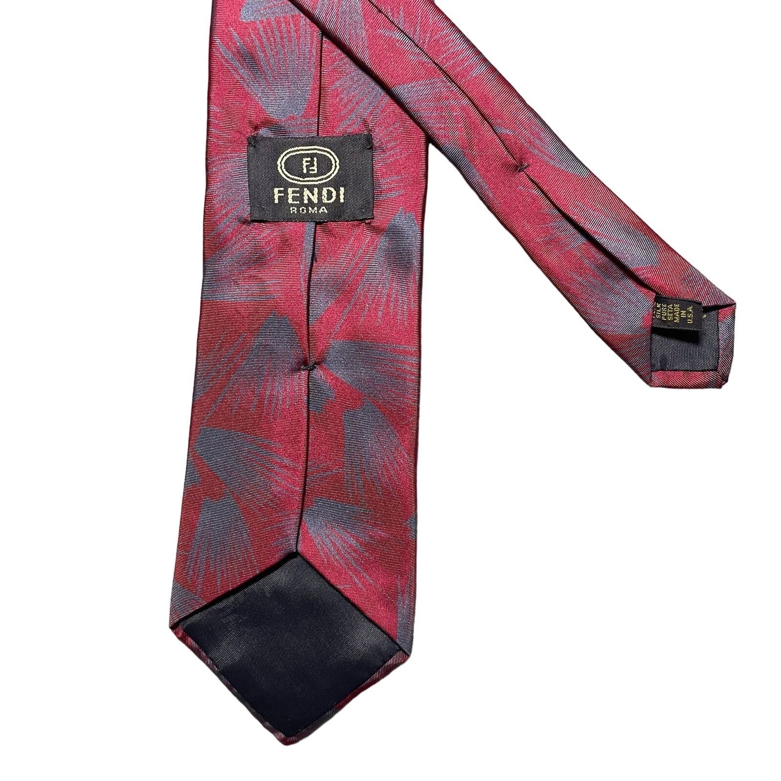 Fendi × Vintage Fendi Roma 100% Silk Tie Red Gray Abstract Pattern Print Size ONE SIZE - 3 Thumbnail