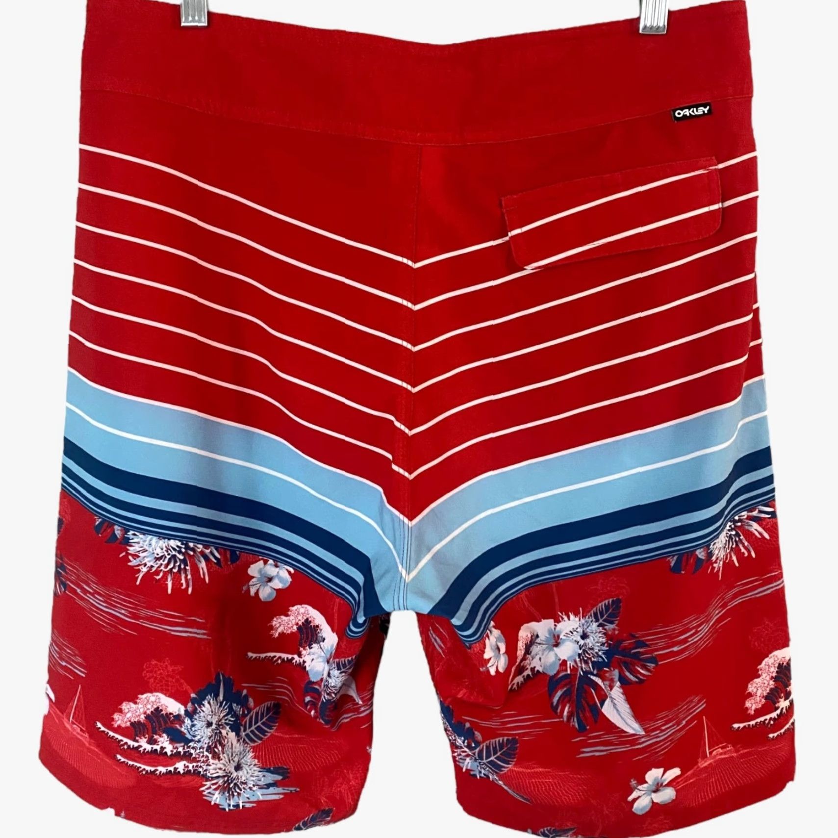 Oakley VINTAGE Oakley Retro Bloom Board Shorts Red Men's 32 Performance Stretch Surf Swim Size US 32 / EU 48 - 4 Thumbnail