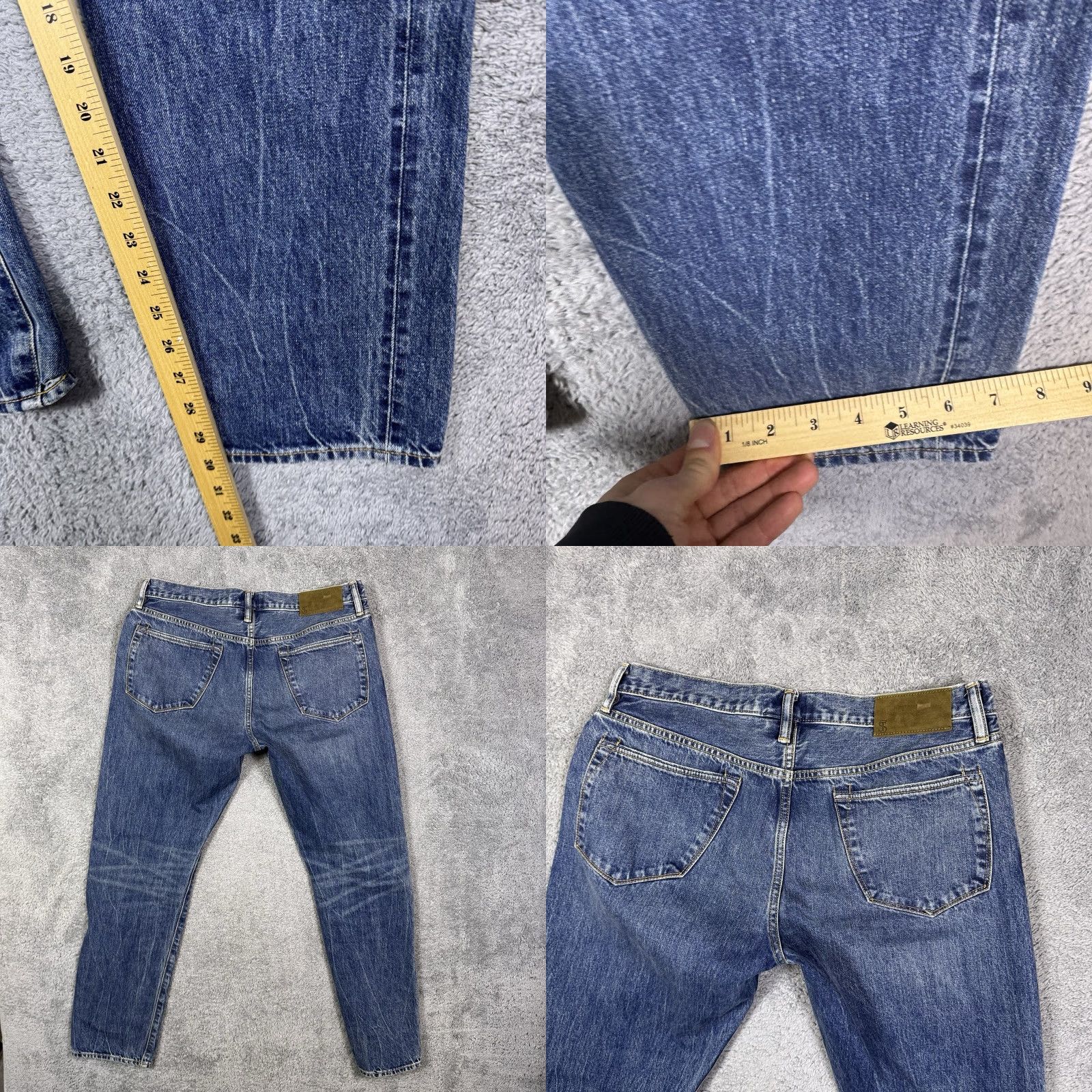 Todd Snyder Todd Snyder Jeans Men’s 33x32 Button Fly Selvedge Denim Blue 12.5oz Distressed Slim Straight 5-Pocket Regular Rise Mens Regular Fit Vintage Style Size US 33 - 9 Thumbnail