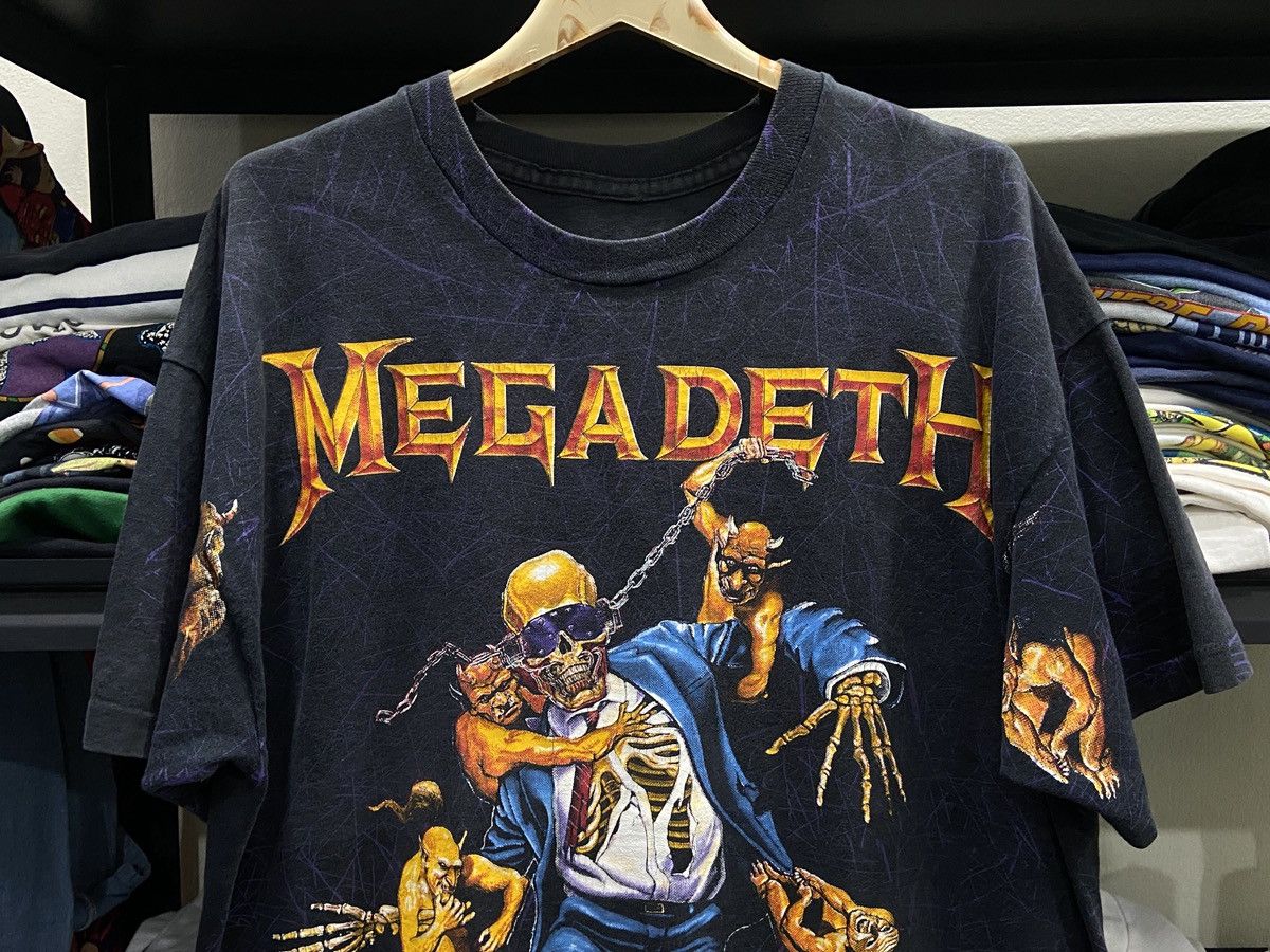 Band Tees Vintage 90s OVP MEGADETH Thrash Metal Metallica TOUR TShirt Size US XL / EU 56 / 4 - 2 Thumbnail