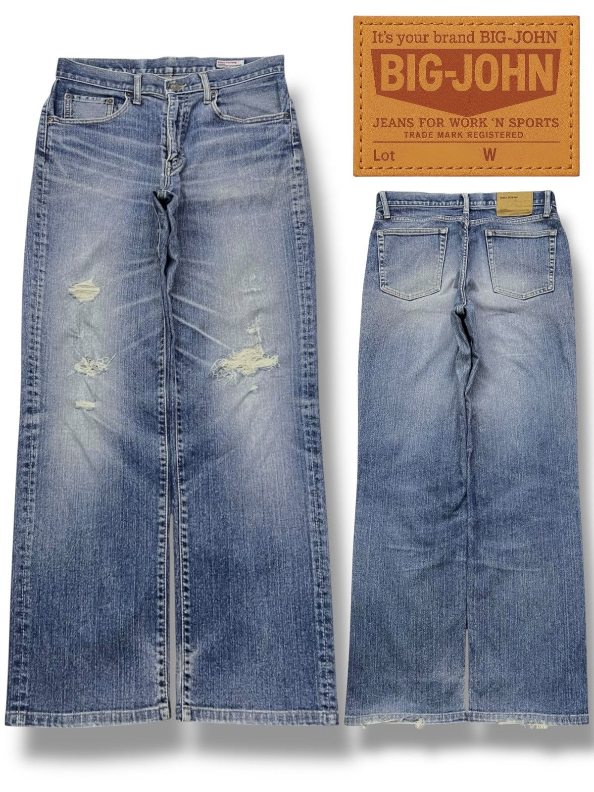 Big John Loose Vintage Big John - Faded Wash, Distressed Denim Size US 32 / EU 48 - 1 Thumbnail