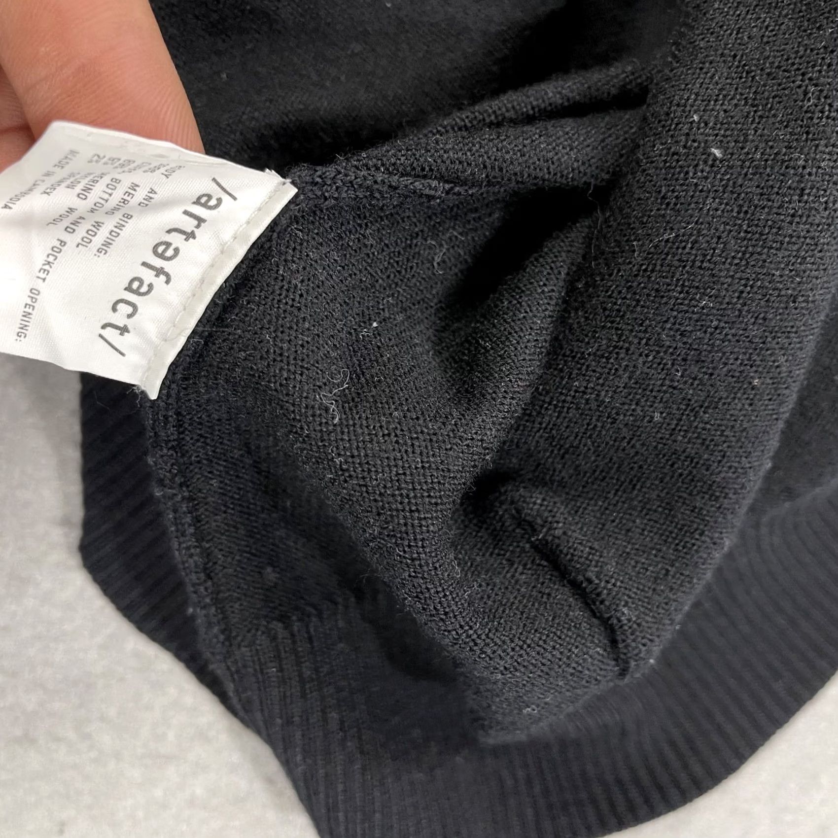 Vintage Artefact Hoodie Mens Large Black Wool Blend Pullover Hooded Knit Sweatshirt Size US L / EU 52-54 / 3 - 5 Thumbnail