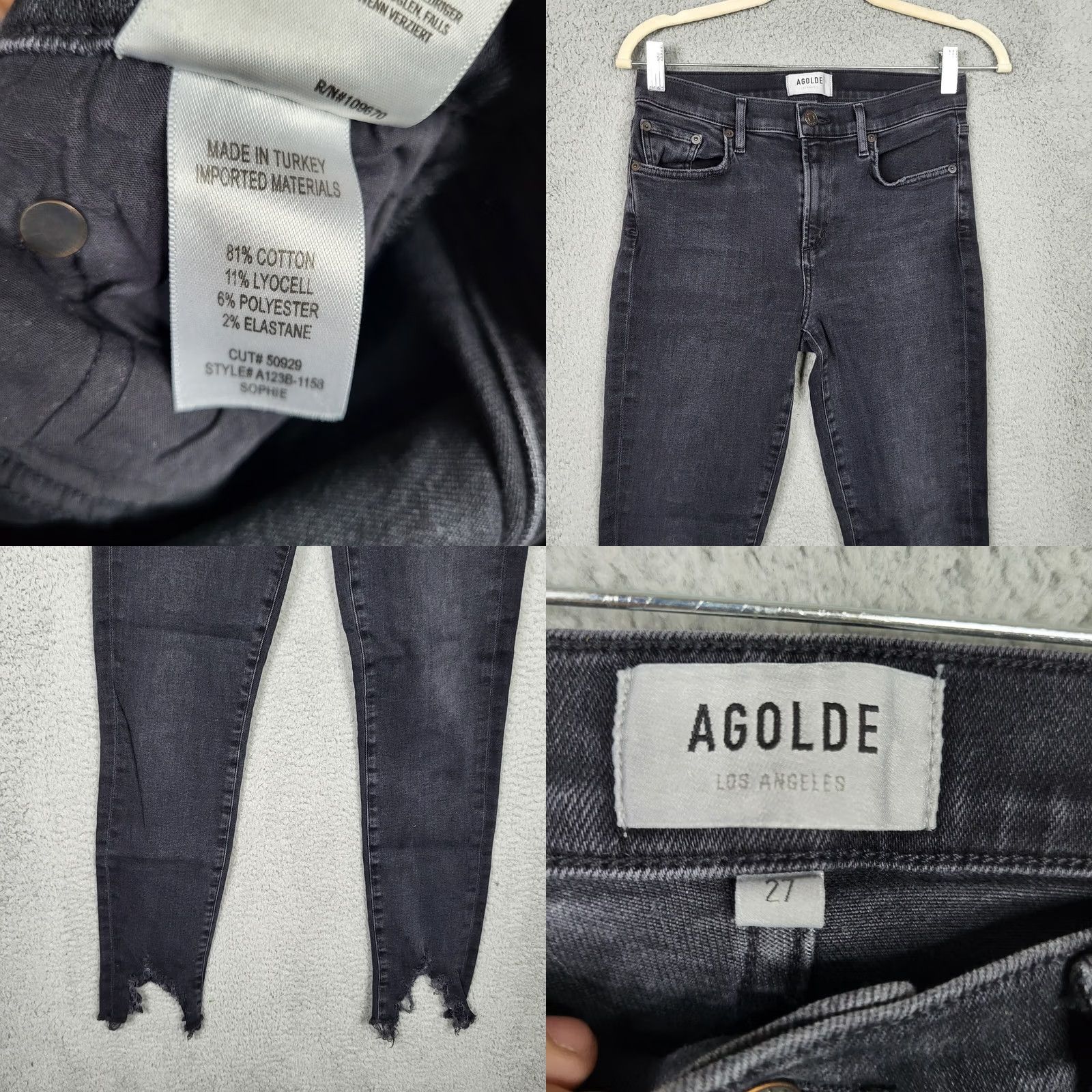 Agolde AGOLDE Jeans Women Skinny Mid-rise Crop 27 Black Light Denim 5-Pocket Brand: AGOLDE Women Size 27 Slim Crop 5-Pocket Black World: 27 Size 27" / US 4 / IT 40 - 8 Thumbnail