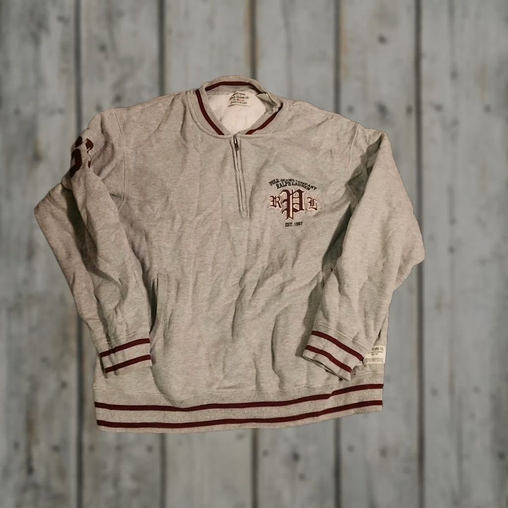 Polo Ralph Lauren VINTAGE Polo Ralph Lauren Sweatshirt Men L Grey Crew Neck Fleece Button Polo Jeans Bear Classic Size Regular Size US L / EU 52-54 / 3 - 1 Thumbnail
