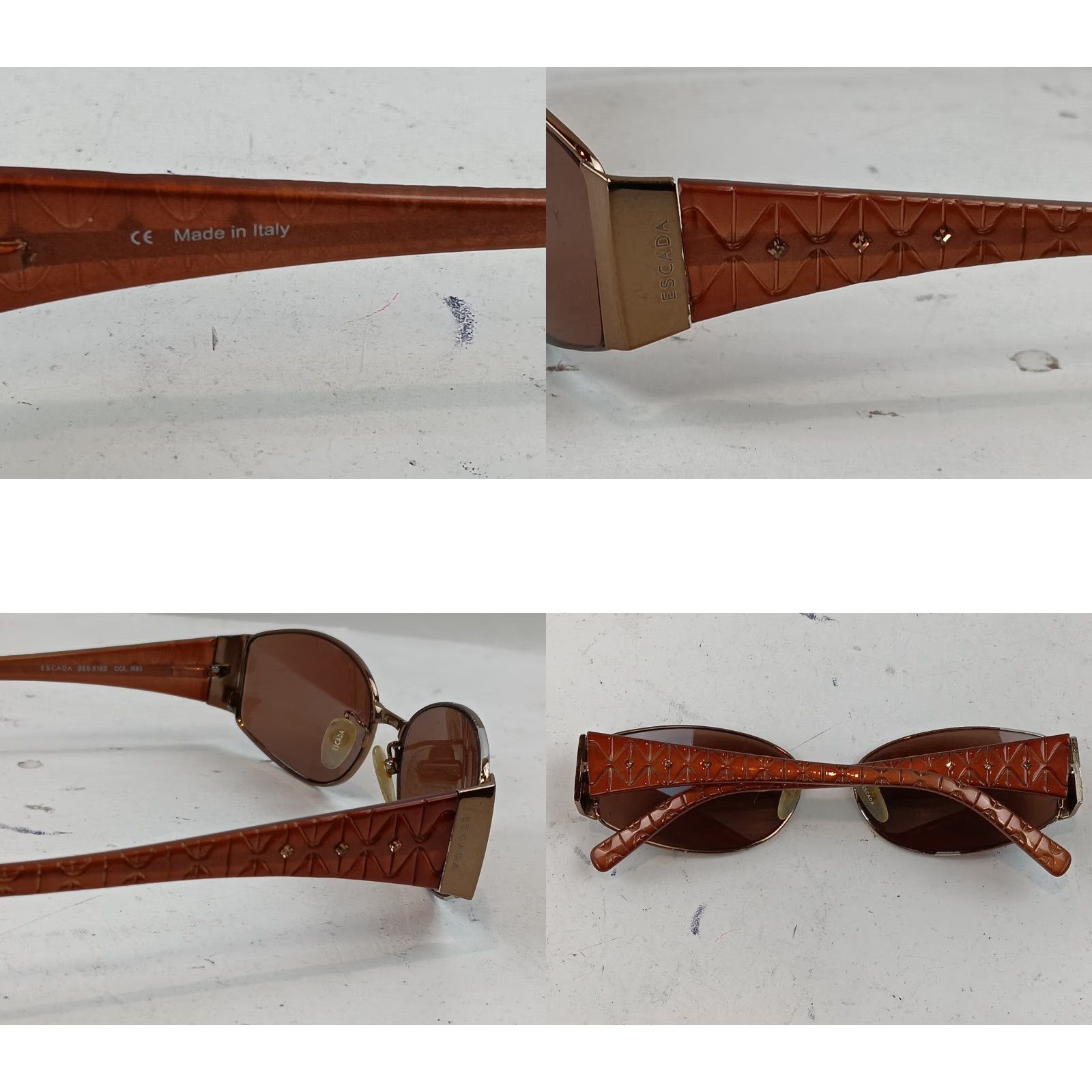 Escada VINTAGE Escada Sunglasses SES 516S Brown Shield Designer Oval Crystals Italy READ Size ONE SIZE - 10 Thumbnail