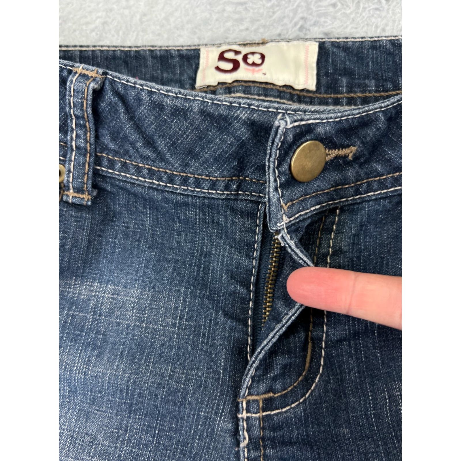 Denime SO Brand Women's Flared Jeans Size 7 Blue Cotton Medium Wash Low Rise Fashion Size 28" / US 6 / IT 42 - 7 Thumbnail