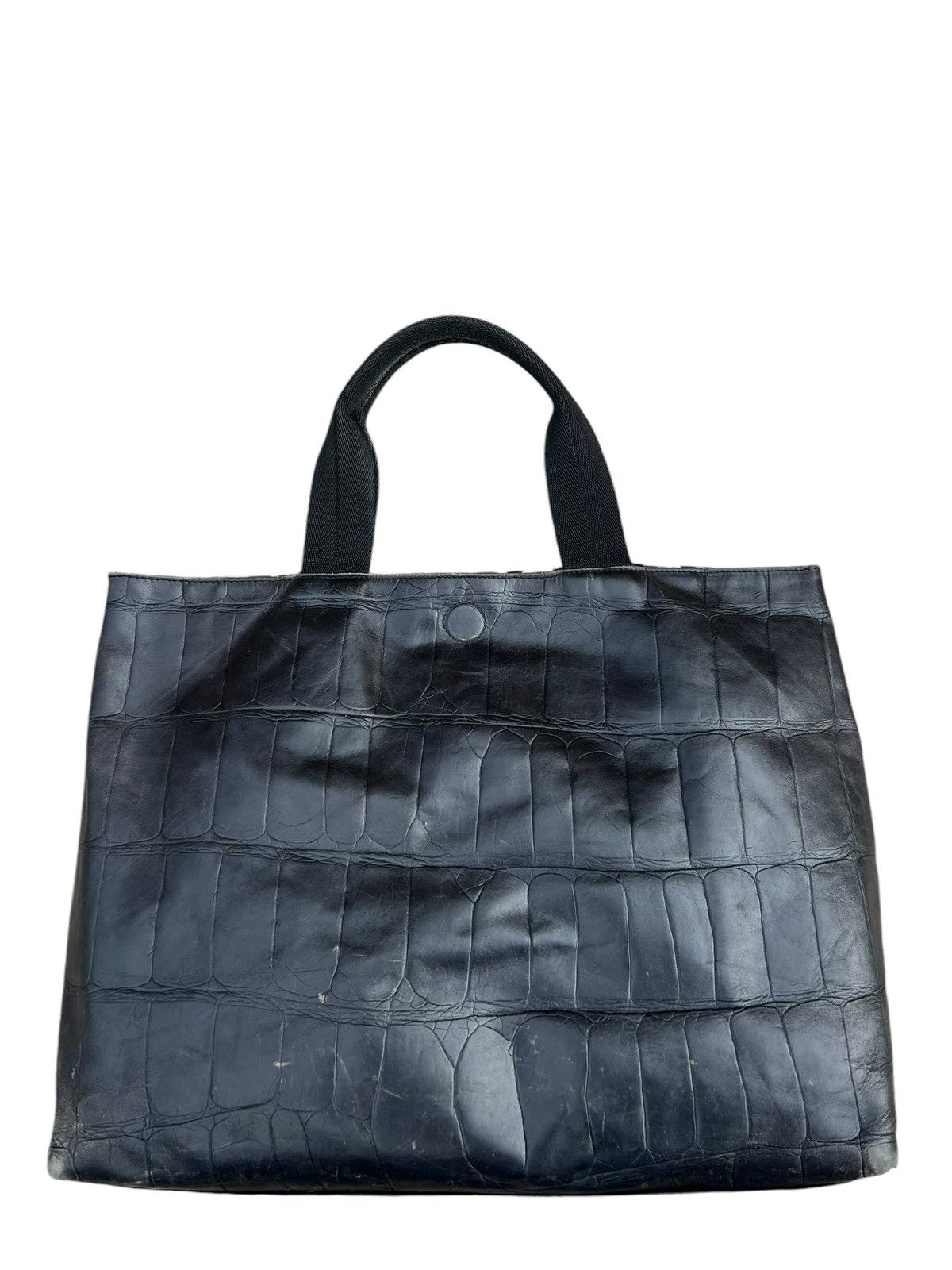 Leather Vintage PLINIO Visona Scratches Patina Croc Leather Tote Bag Size ONE SIZE - 5 Thumbnail