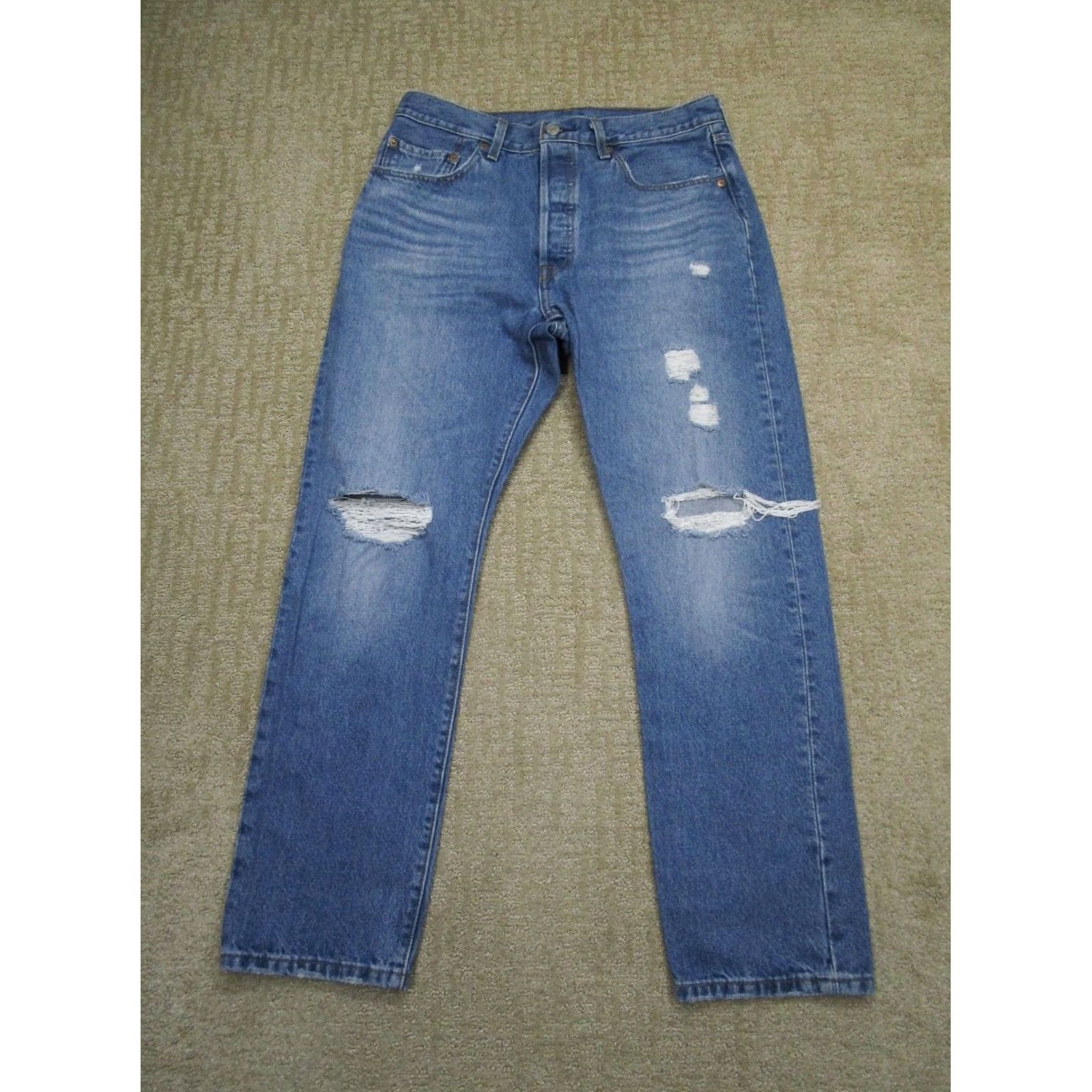 Levi's Levi's 501 Jeans Women 31x30 Light Blue Button Fly Distressed Pockets Logo 501 Model Jeans Mens Womens Boys Girls Size 24" / US 00 / IT 34 - 2 Thumbnail