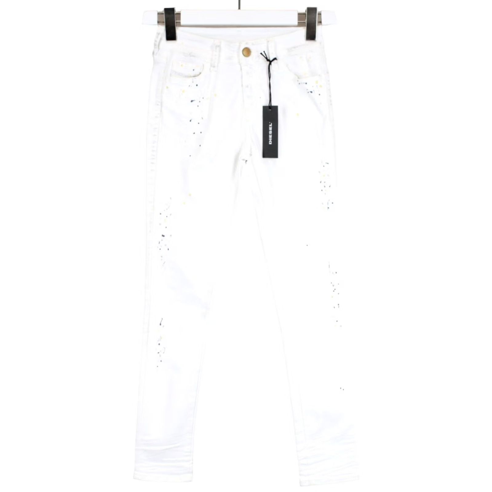 Diesel DIESEL Slandy 0682J Jeans Women's W26/L30 Skinny Fit Stretch Painted Darn Effect White 0682J Jeans Women Skinny Fit Stretch Painted Darn Effect Size 26" / US 2 / IT 38 - 2 Thumbnail