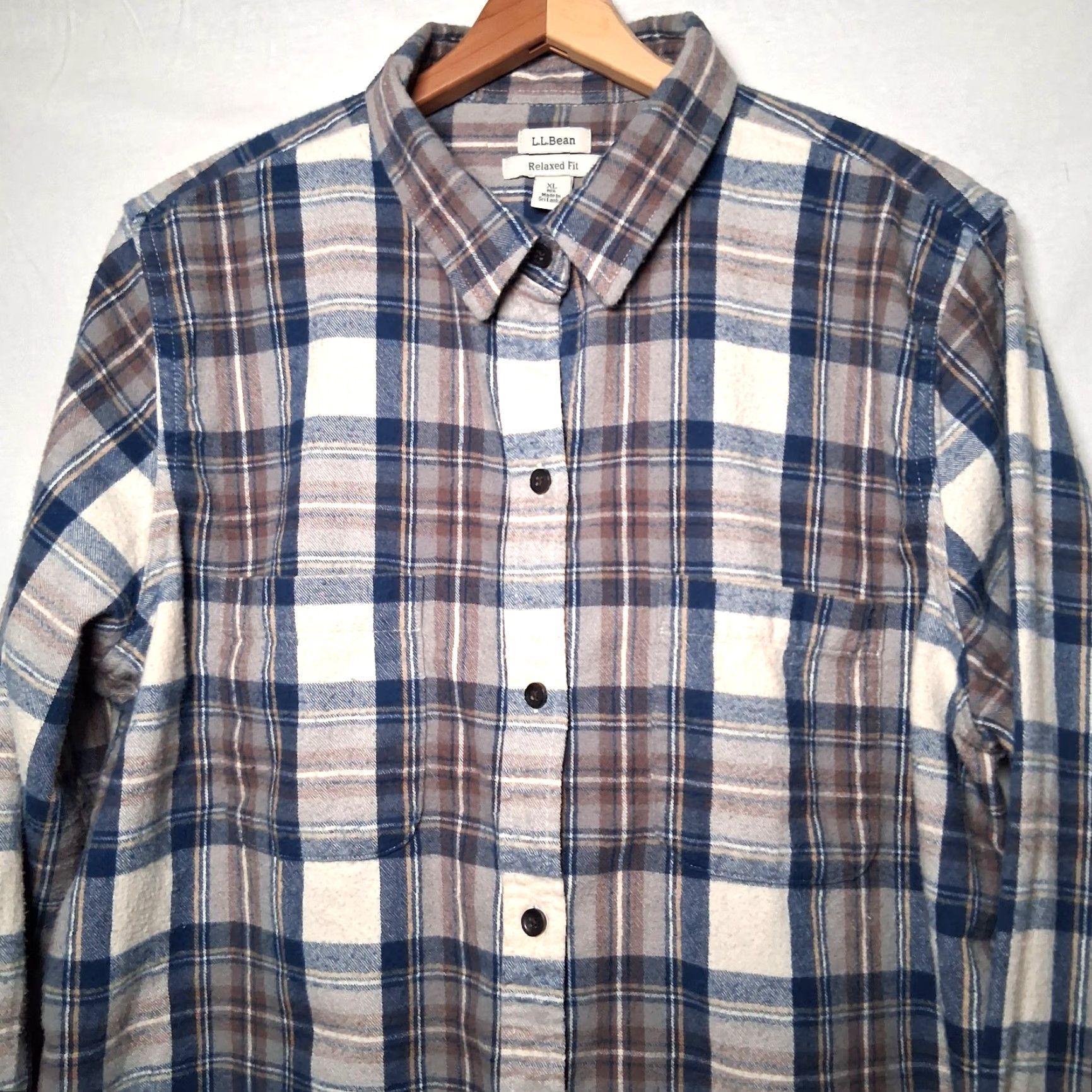 Vintage L.L. Bean Flannel Shirt Men XL Blue Tan Scotch Plaid Tartan Classic 508276 Size US XL / EU 56 / 4 - 2 Thumbnail