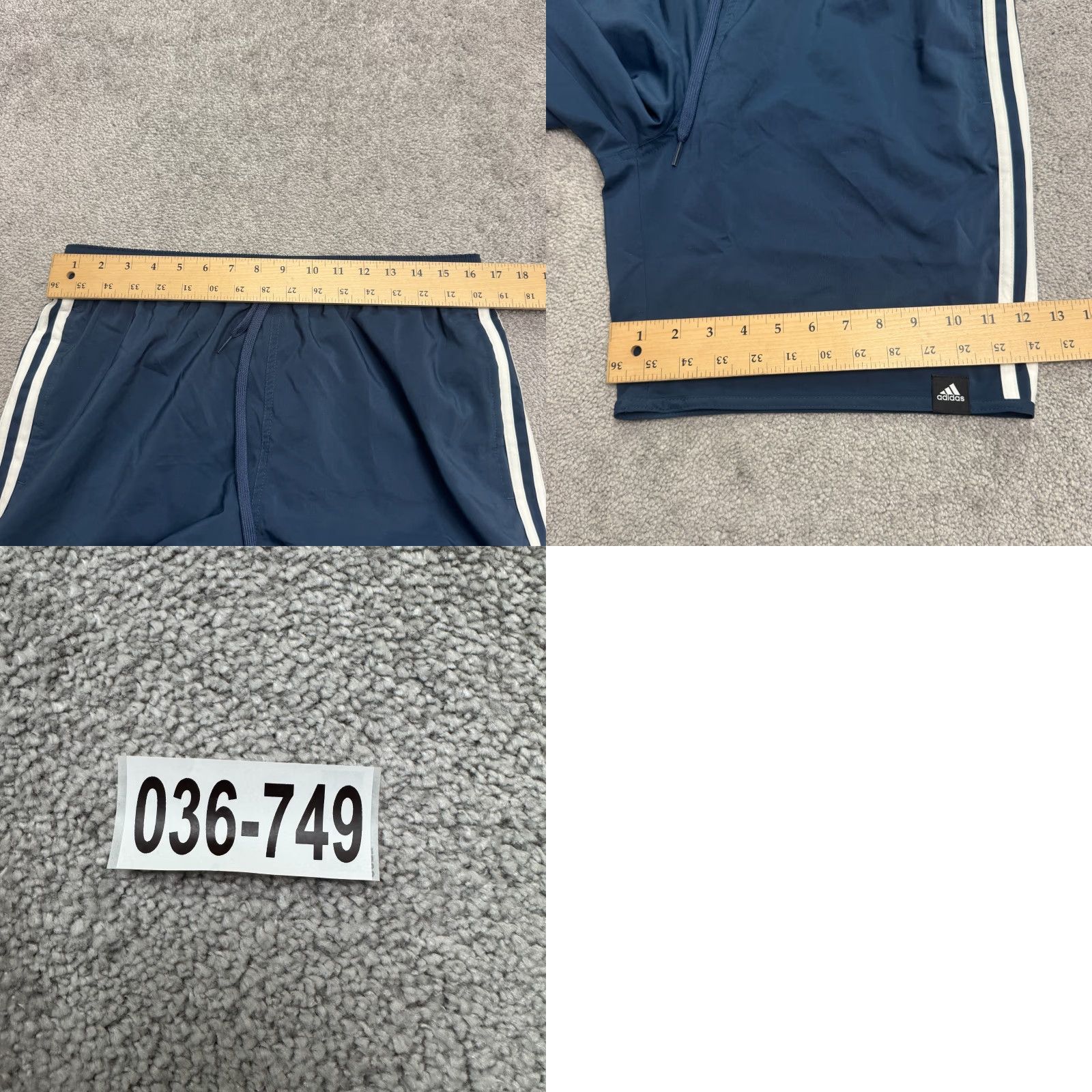 Adidas Adidas 3 Stripe Running Shorts Mens Large Dark Blue Lined Athletic Gym Active Size US 33 - 9 Thumbnail