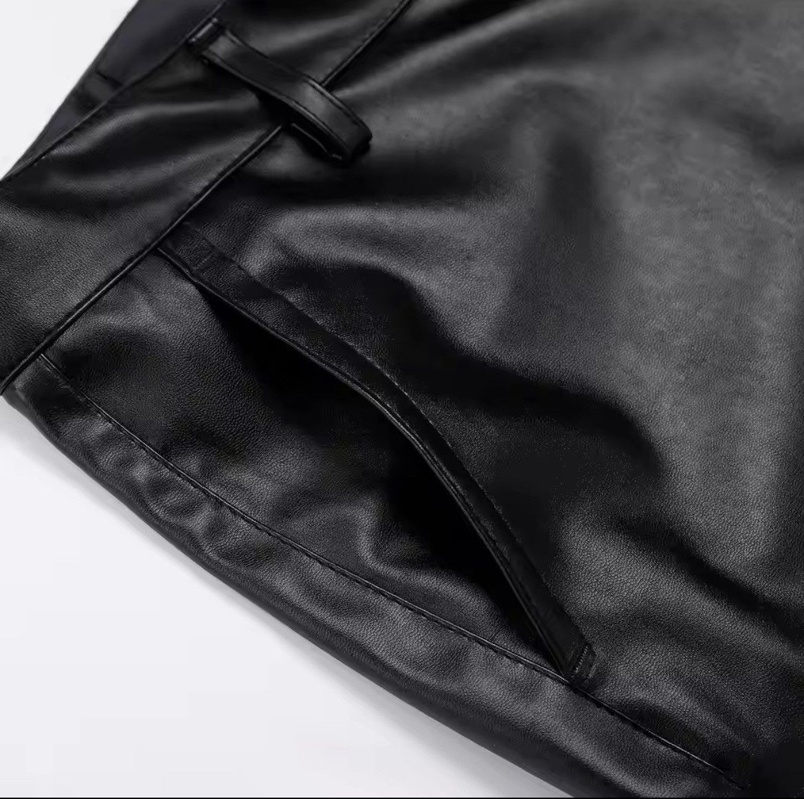 Other Men Elastic PU Leather Short Pants Size US 35 - 4 Thumbnail