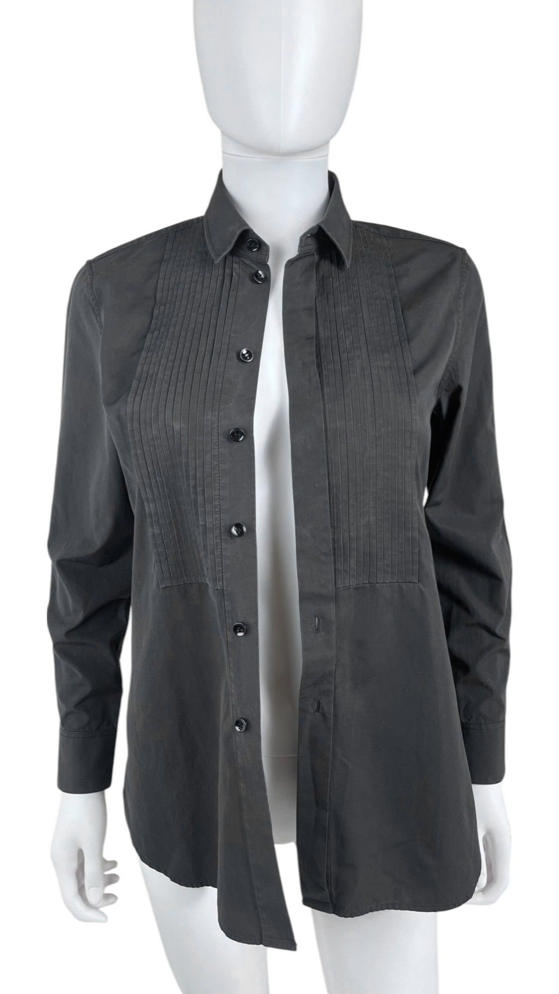 Saint Laurent Paris by Hedi Slimane F/W 2016 Striped Black Cotton Shirt Size M / US 6-8 / IT 42-44 - 4 Thumbnail