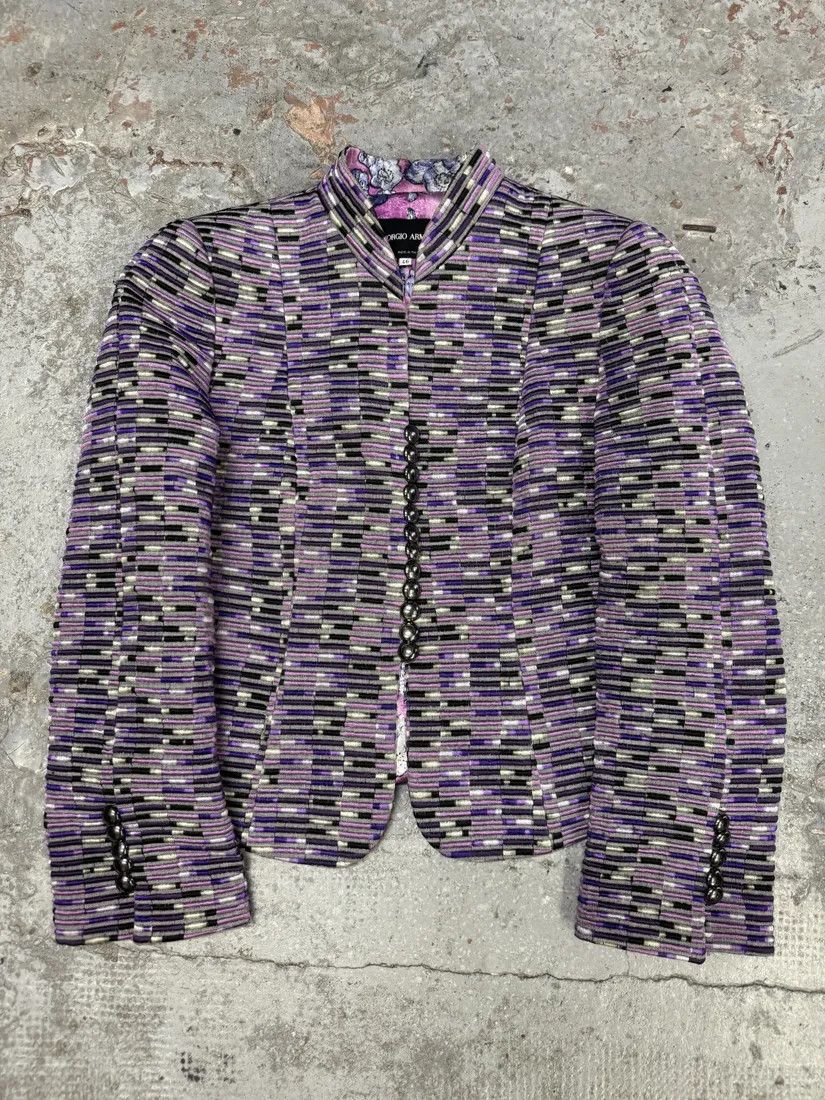 Giorgio Armani Purple Lined Buttoned Jacket