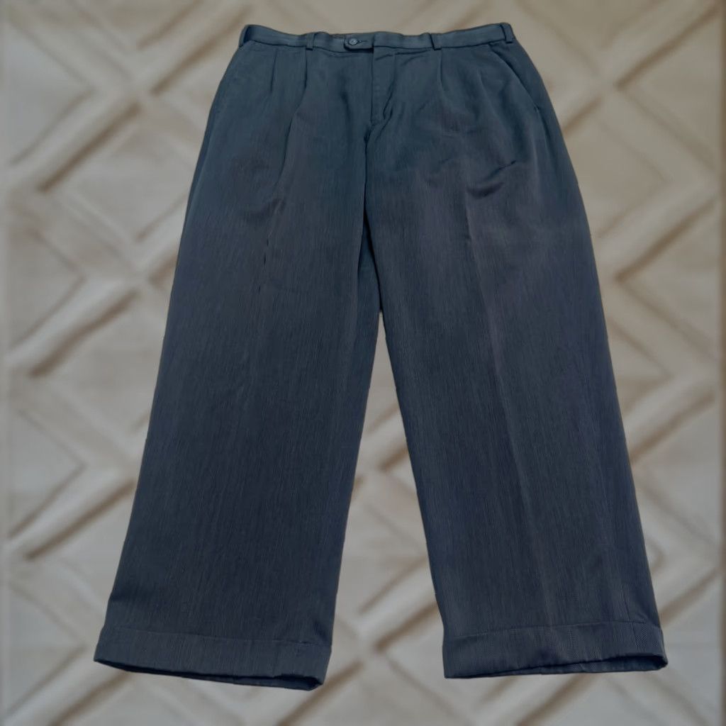 Perry Ellis Perry Ellis Portfolio Pants Men 38x30 Blue Straight Leg Pleated Front Dress Pants Size US 38 / EU 54 - 1 Thumbnail